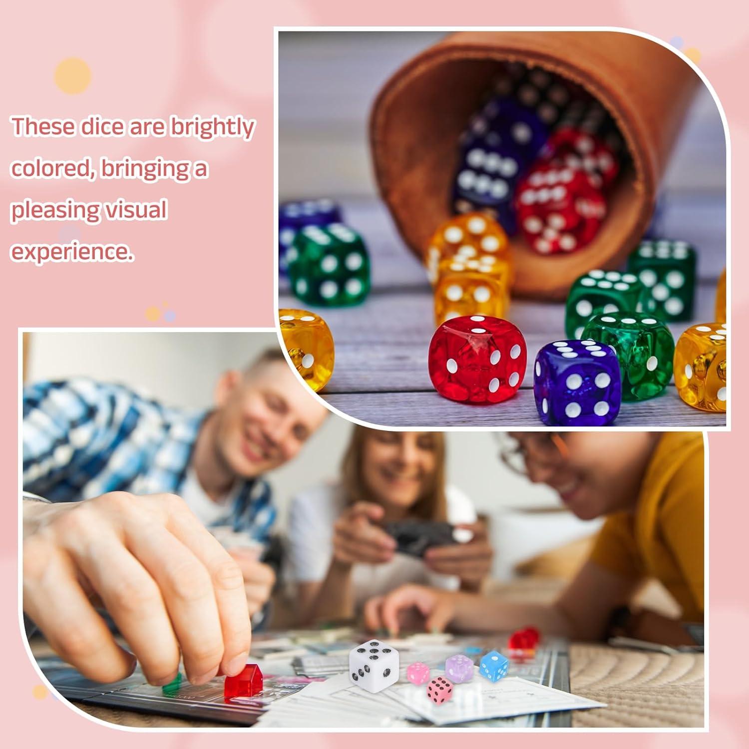 200 Dados Mini Acrílicos uxcell 5mm Transparentes 5 Colores