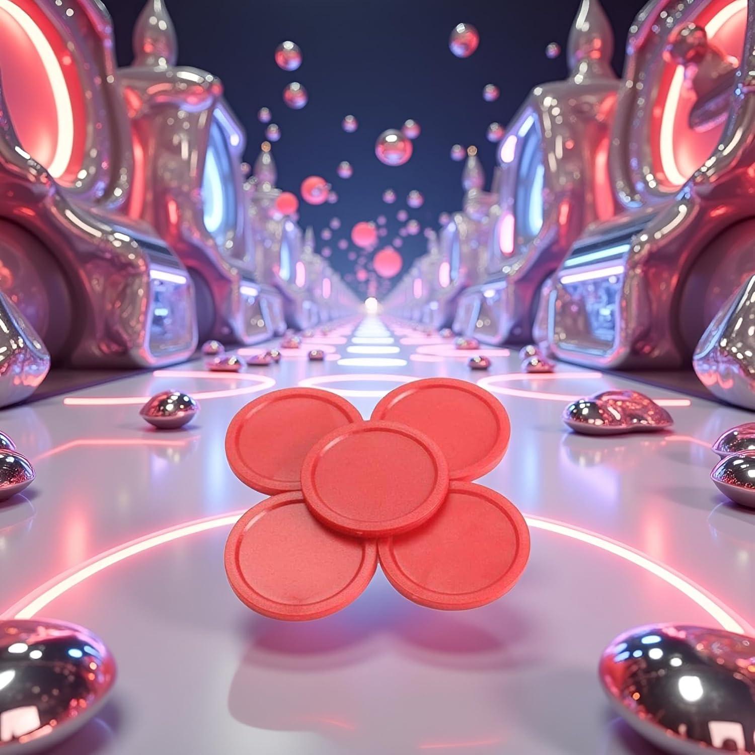 Discos de Hockey de Aire BWESOO 5 Pcs 50mm Rojo para Mesa