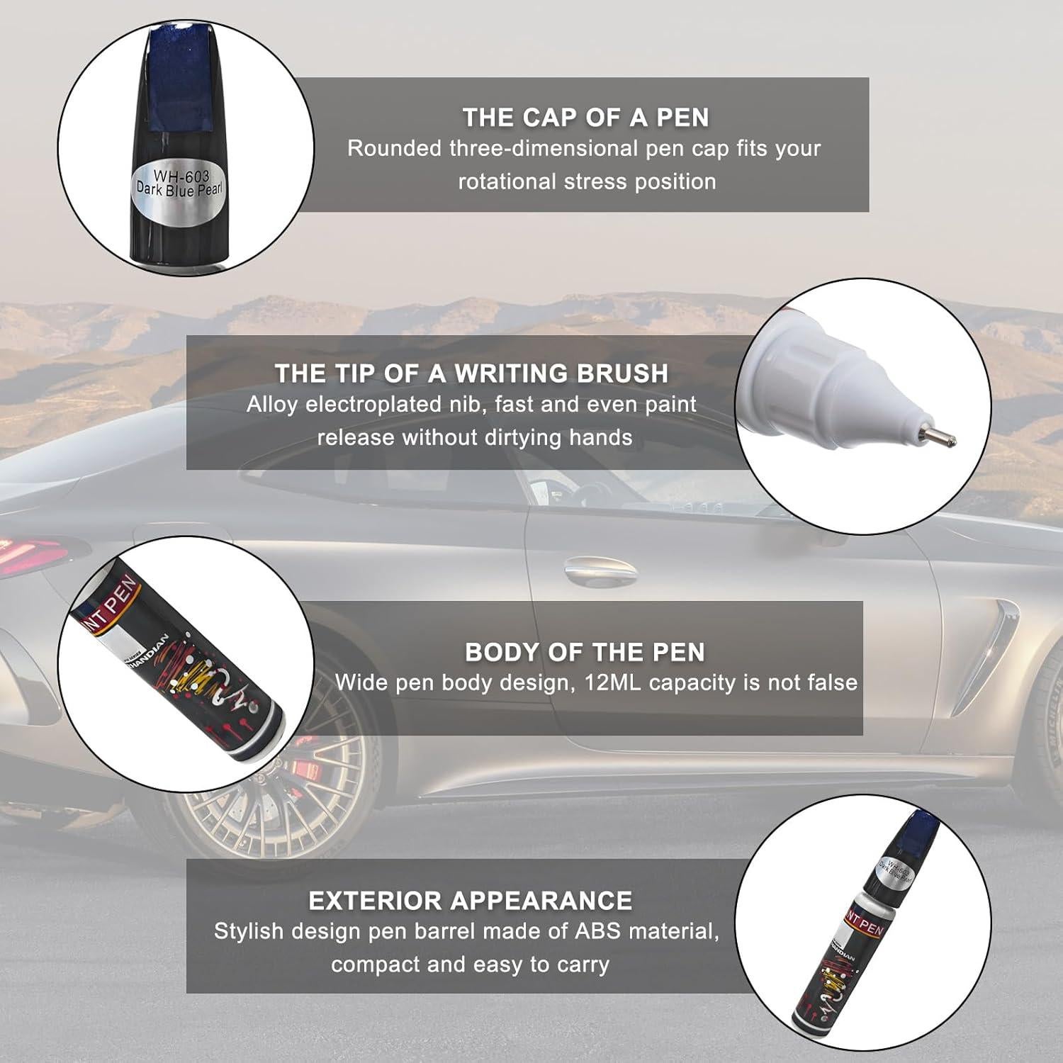 Bolígrafo de Pintura de Retoque DXNQ Perla Azul Oscuro 12ml