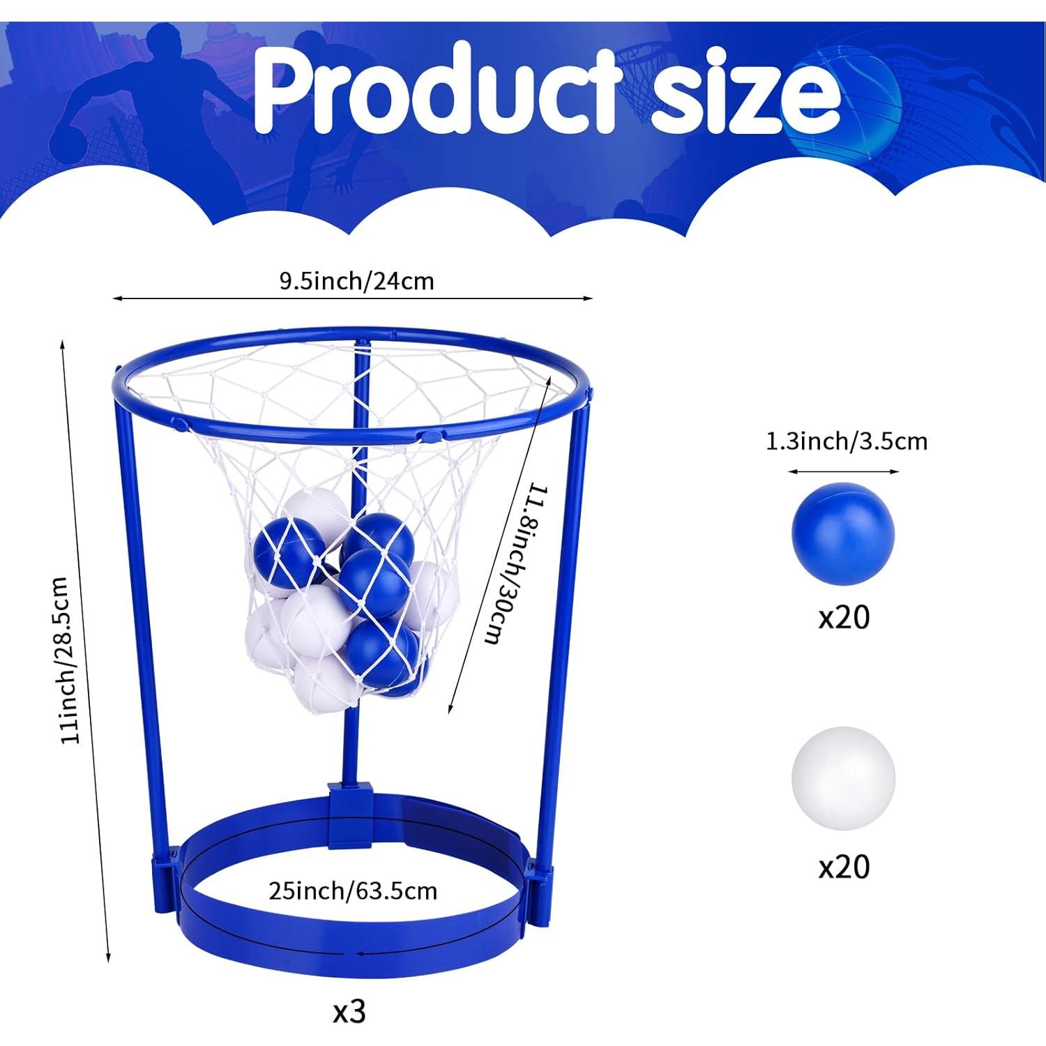 Juego de Fiesta de Baloncesto Hooqict con 3 Aros y 40 Pelotas