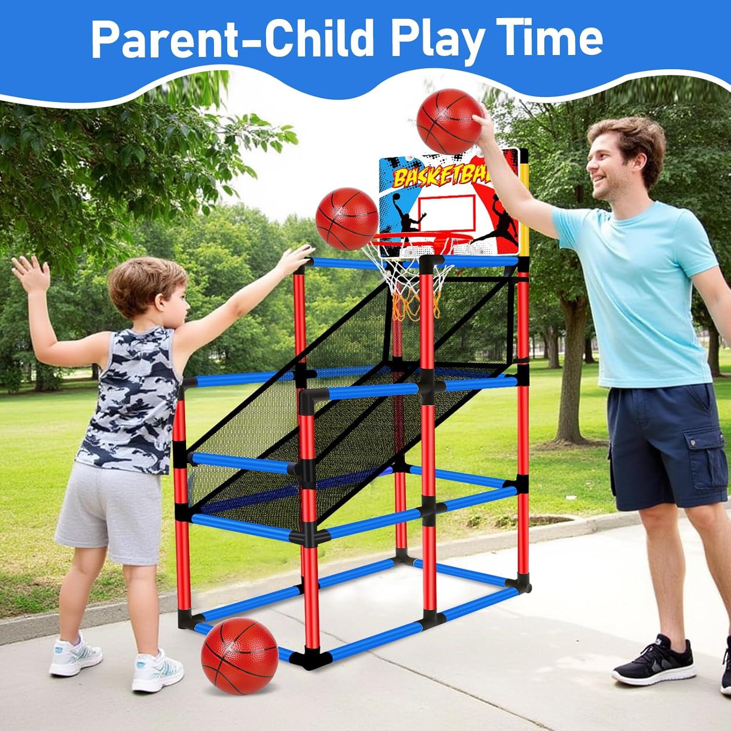 Juego de Baloncesto Arcade Basytodio 63" Altura Ajustable