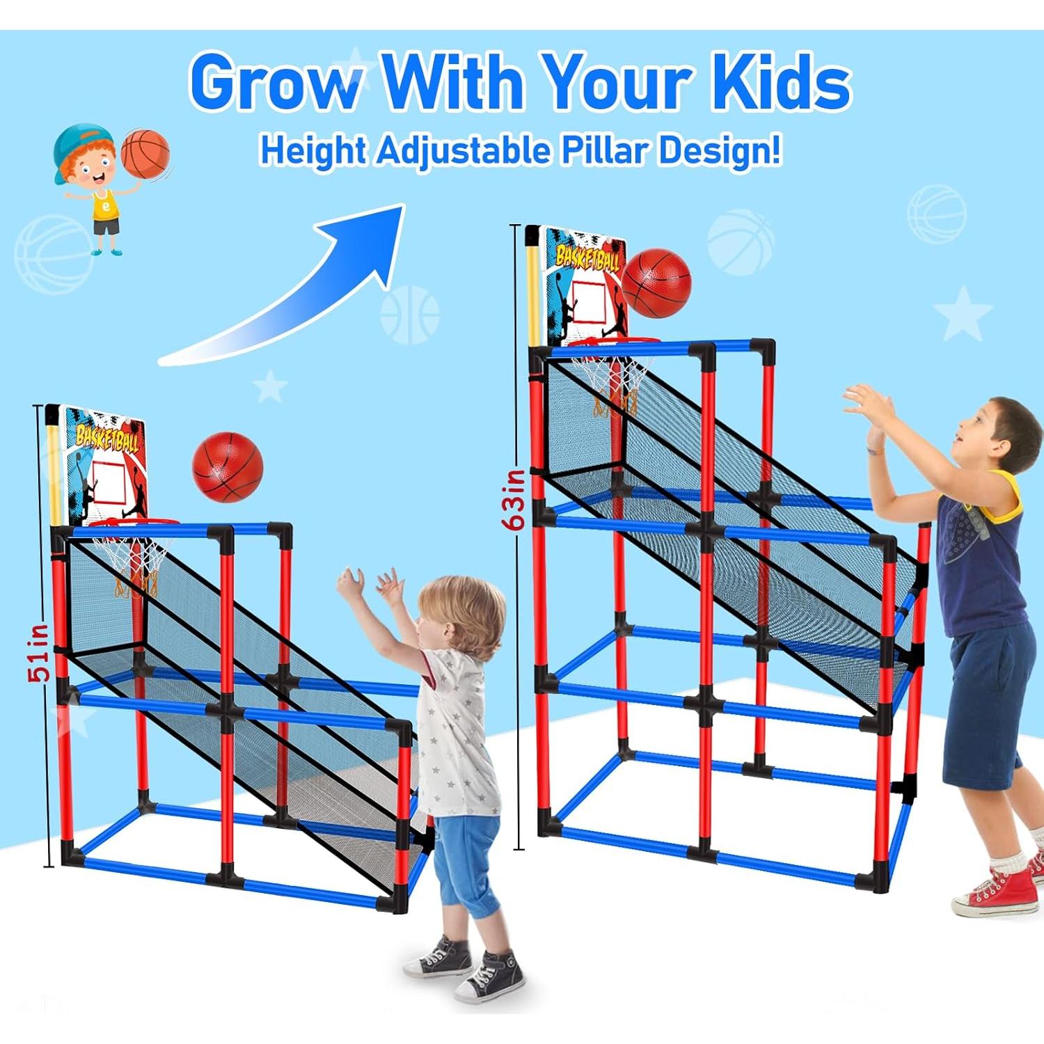 Juego de Baloncesto Arcade Basytodio 63" Altura Ajustable