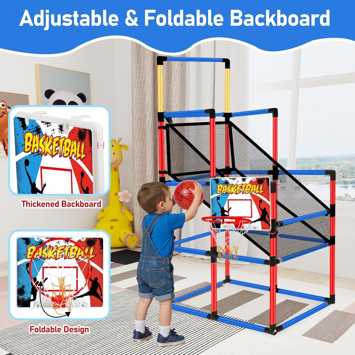 Juego de Baloncesto Arcade Basytodio 63" Altura Ajustable