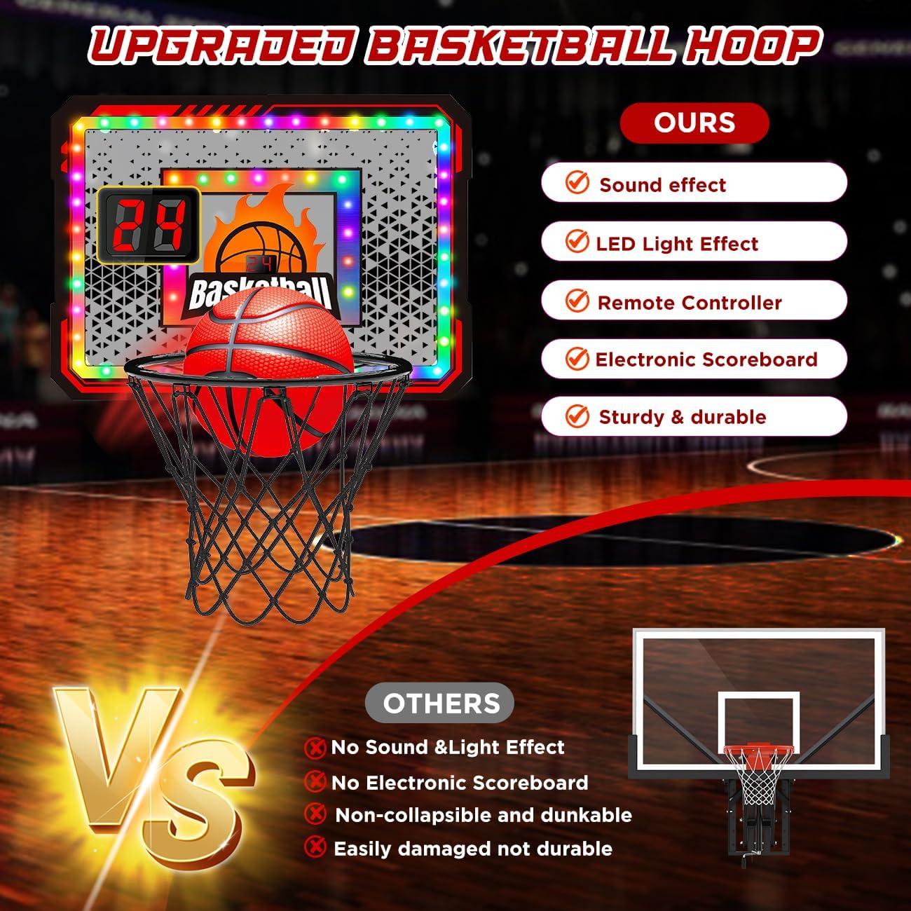 Aro de Baloncesto Interior VATOS C-012 con Luces LED y Control Remoto