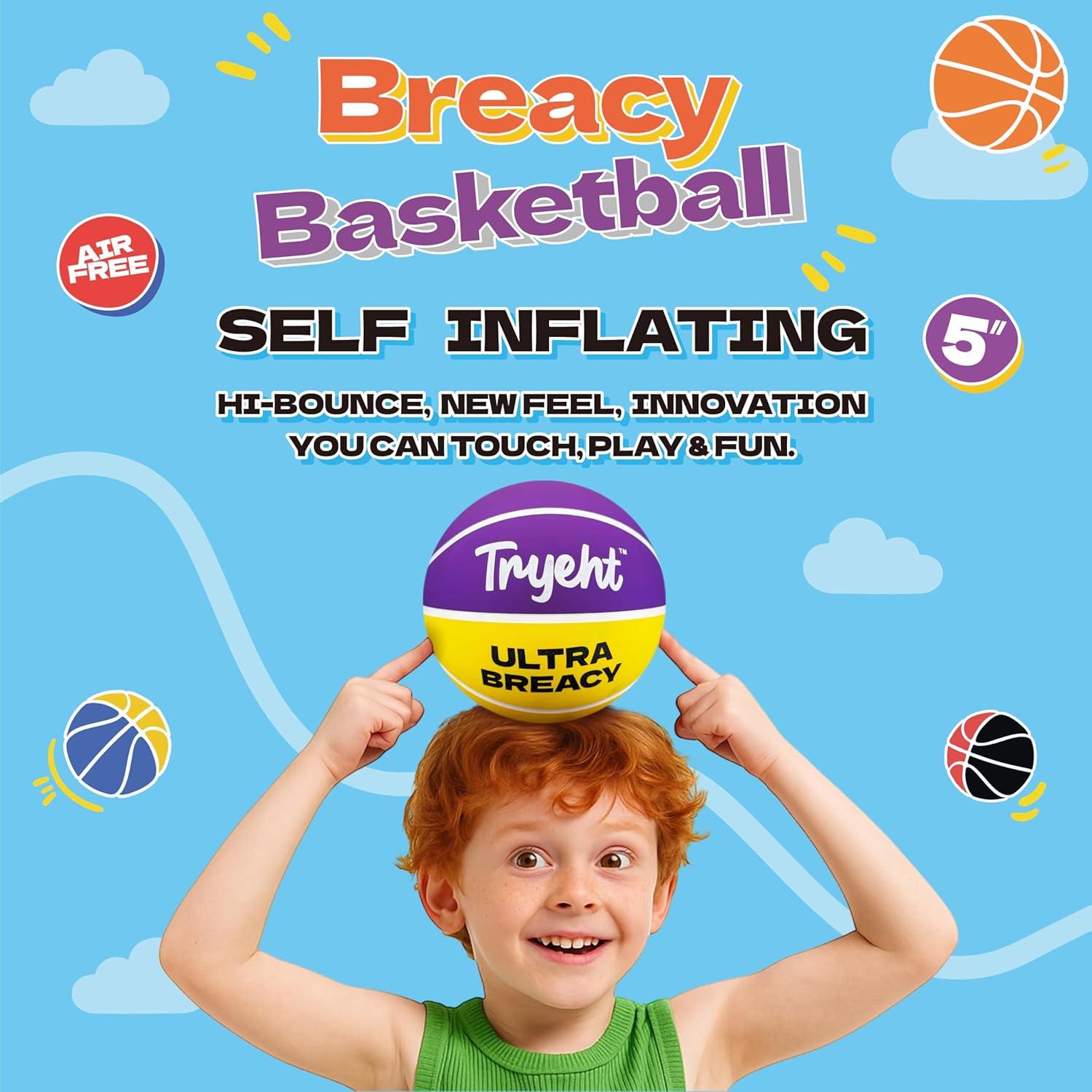 Mini Balón de Baloncesto Tryeht 12.7 cm Autoinflable Goma