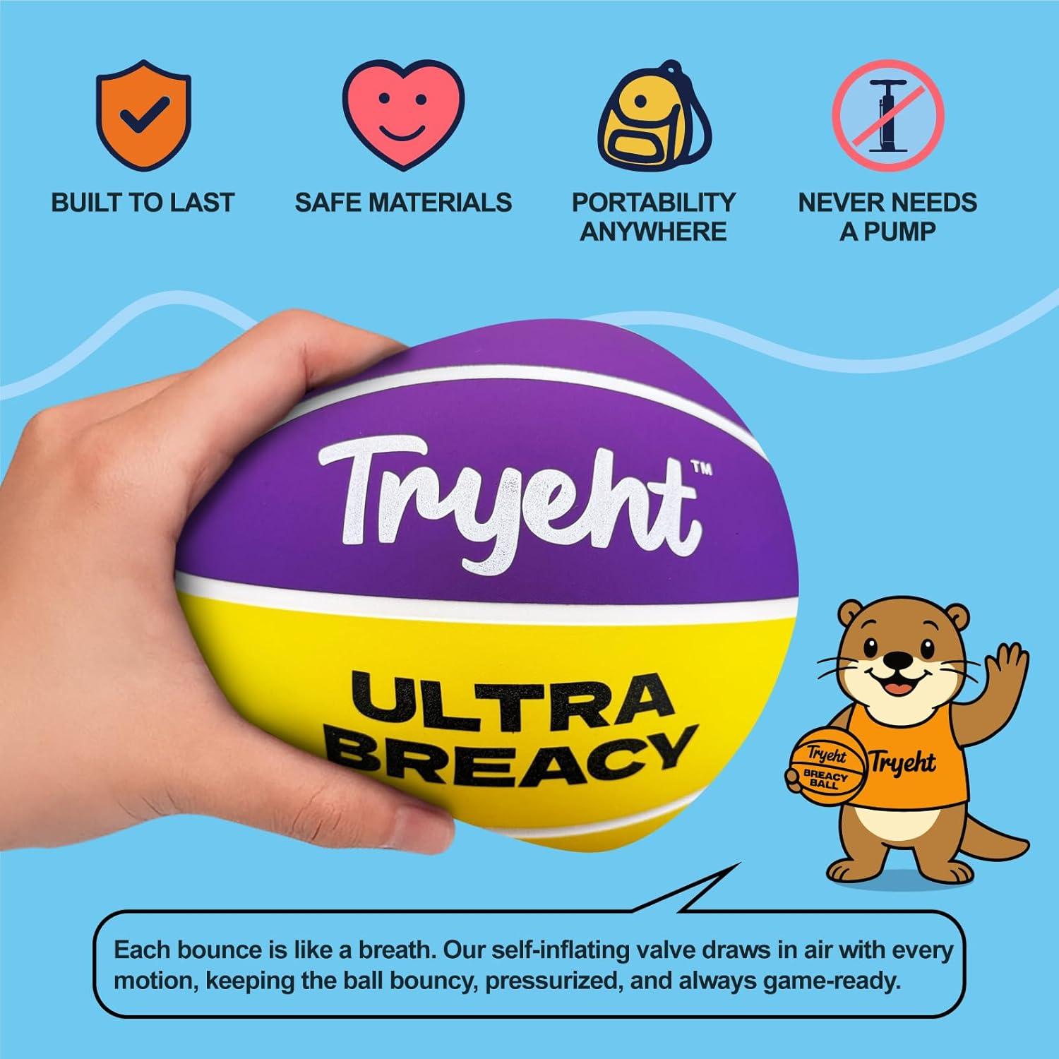 Mini Balón de Baloncesto Tryeht 12.7 cm Autoinflable Goma