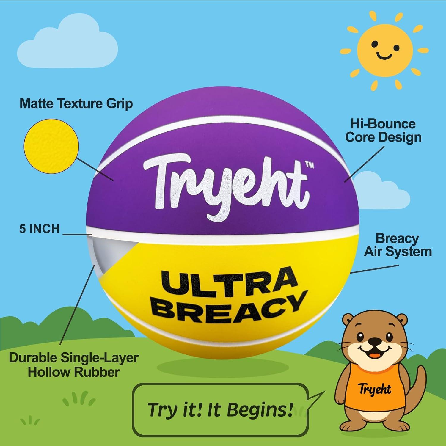 Mini Balón de Baloncesto Tryeht 12.7 cm Autoinflable Goma