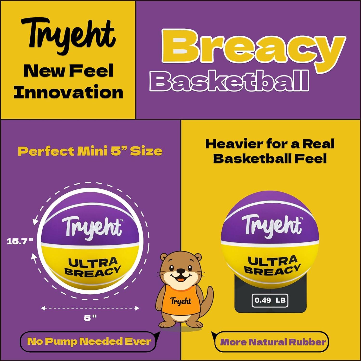 Mini Balón de Baloncesto Tryeht 12.7 cm Autoinflable Goma