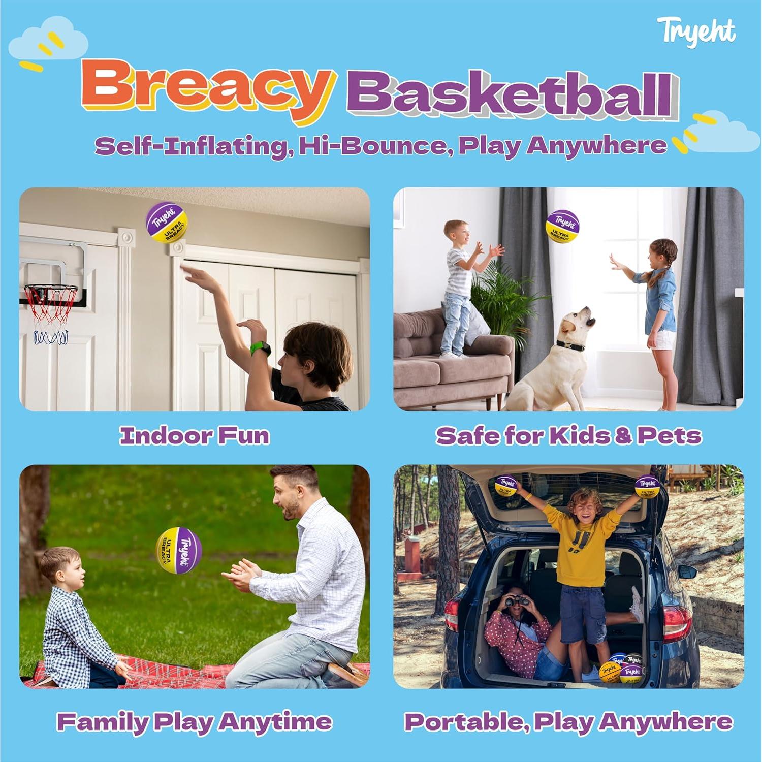 Mini Balón de Baloncesto Tryeht 12.7 cm Autoinflable Goma