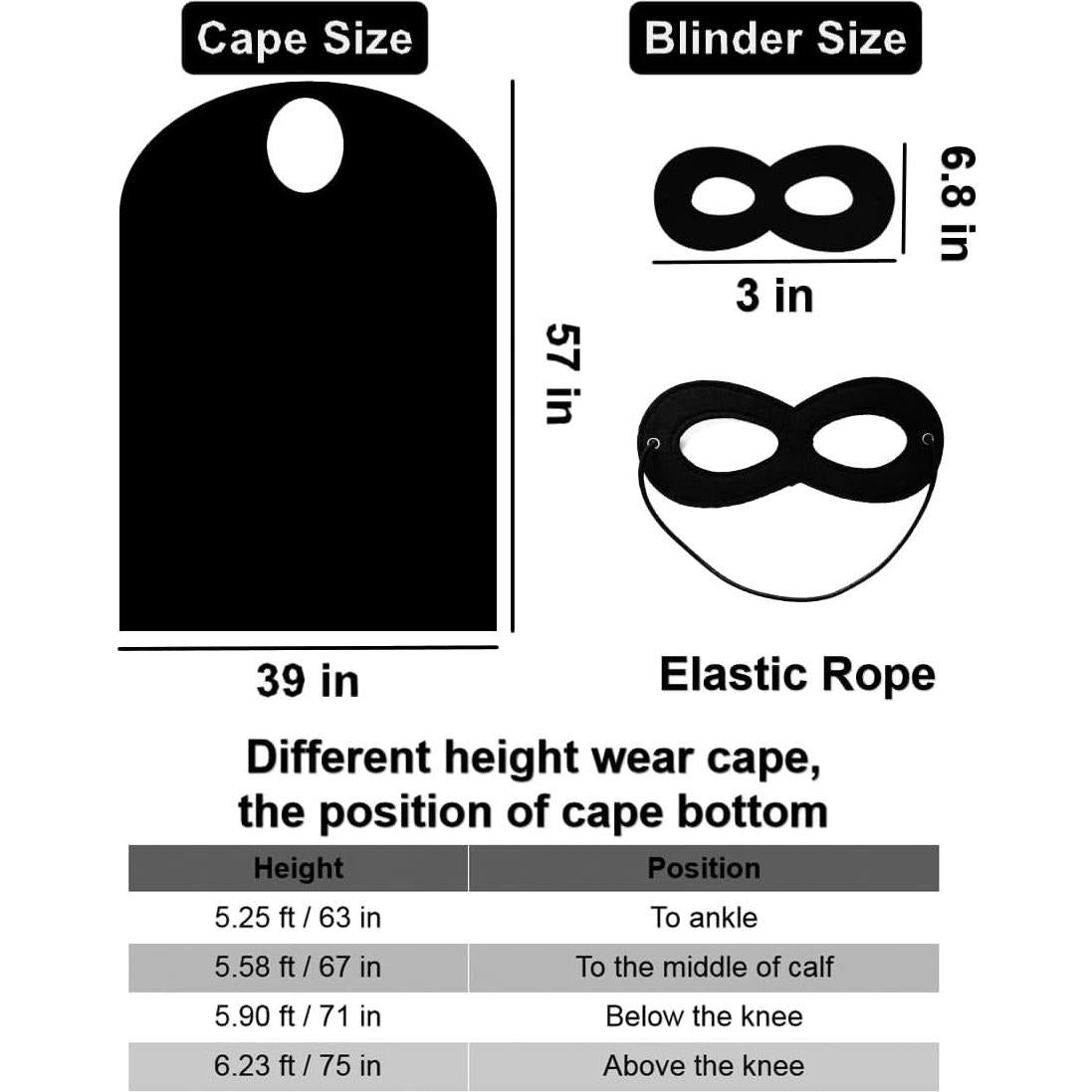 Capa y Máscara de Superhéroe para Adultos Dreamture - Negro