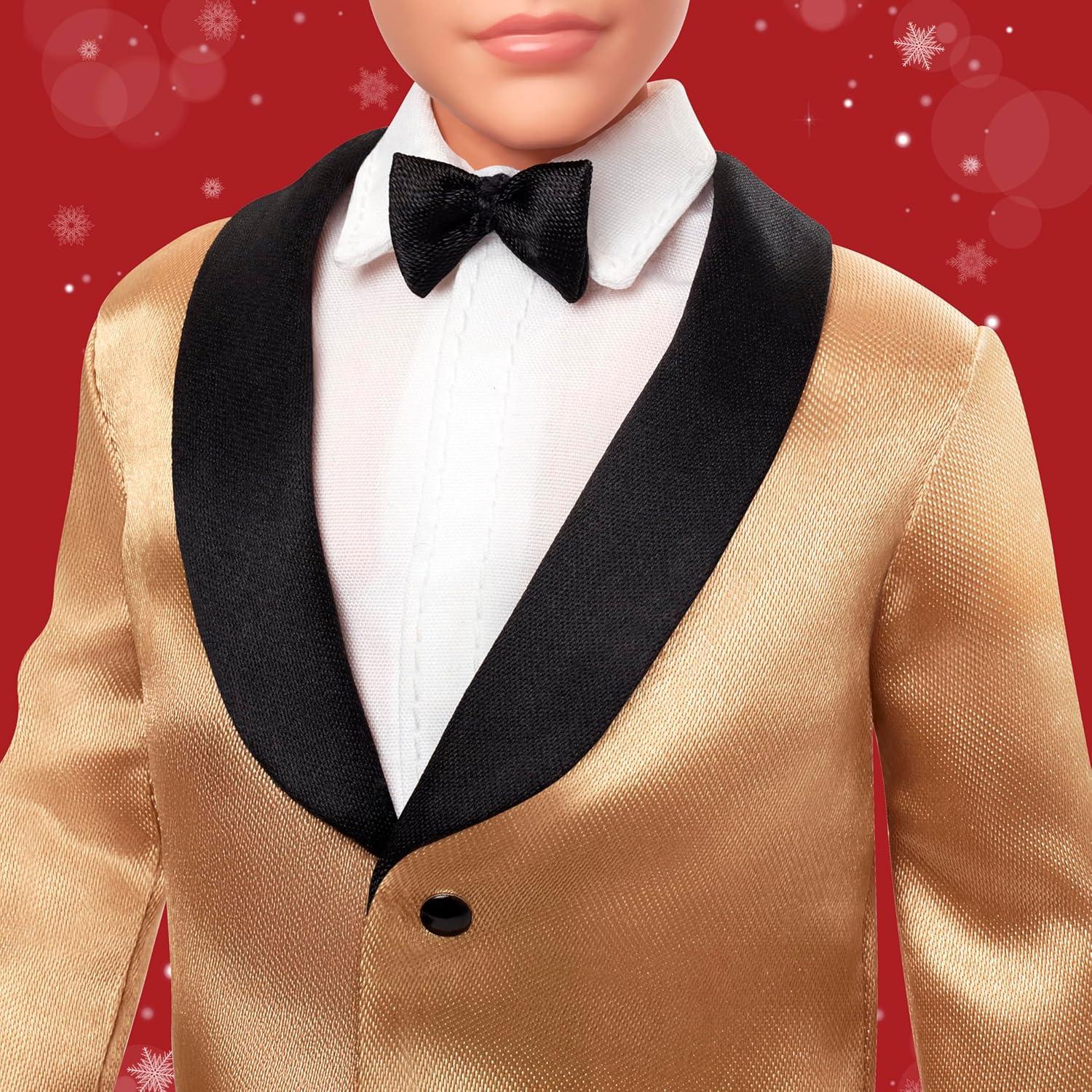 Muñeca Ken 2025 Holiday Barbie Coleccionable con Traje Dorado