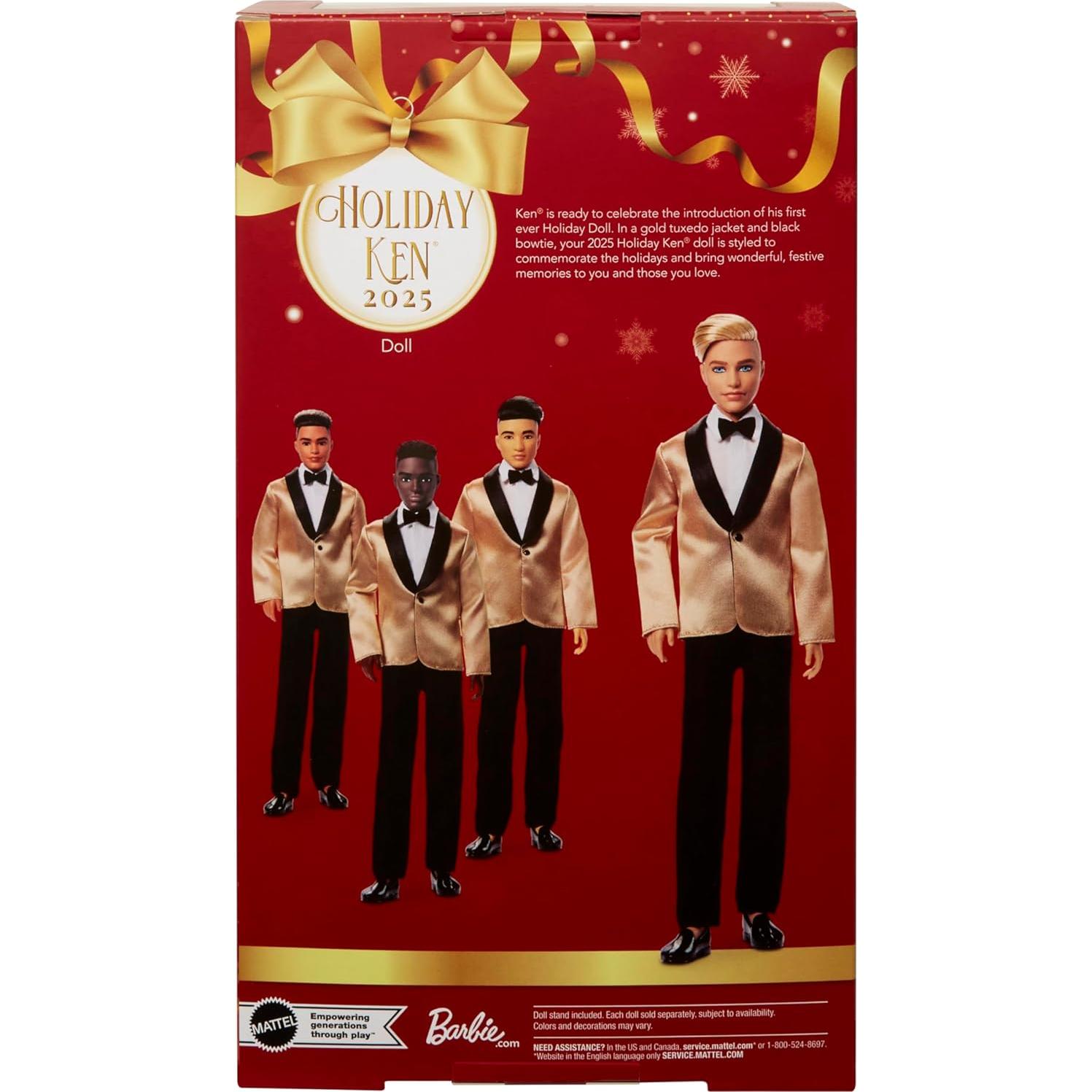 Muñeca Ken 2025 Holiday Barbie Coleccionable con Traje Dorado