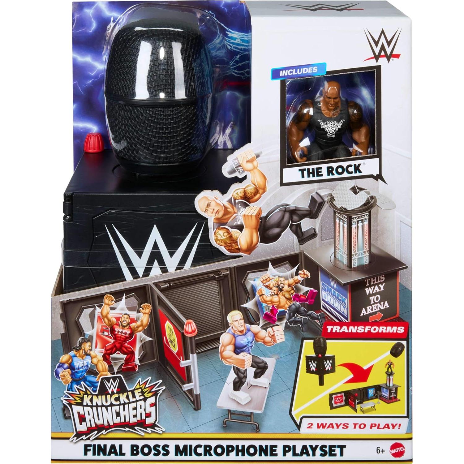 Juego de Micrófono 2-en-1 Mattel WWE Knuckle Crunchers The Rock 8.25 cm