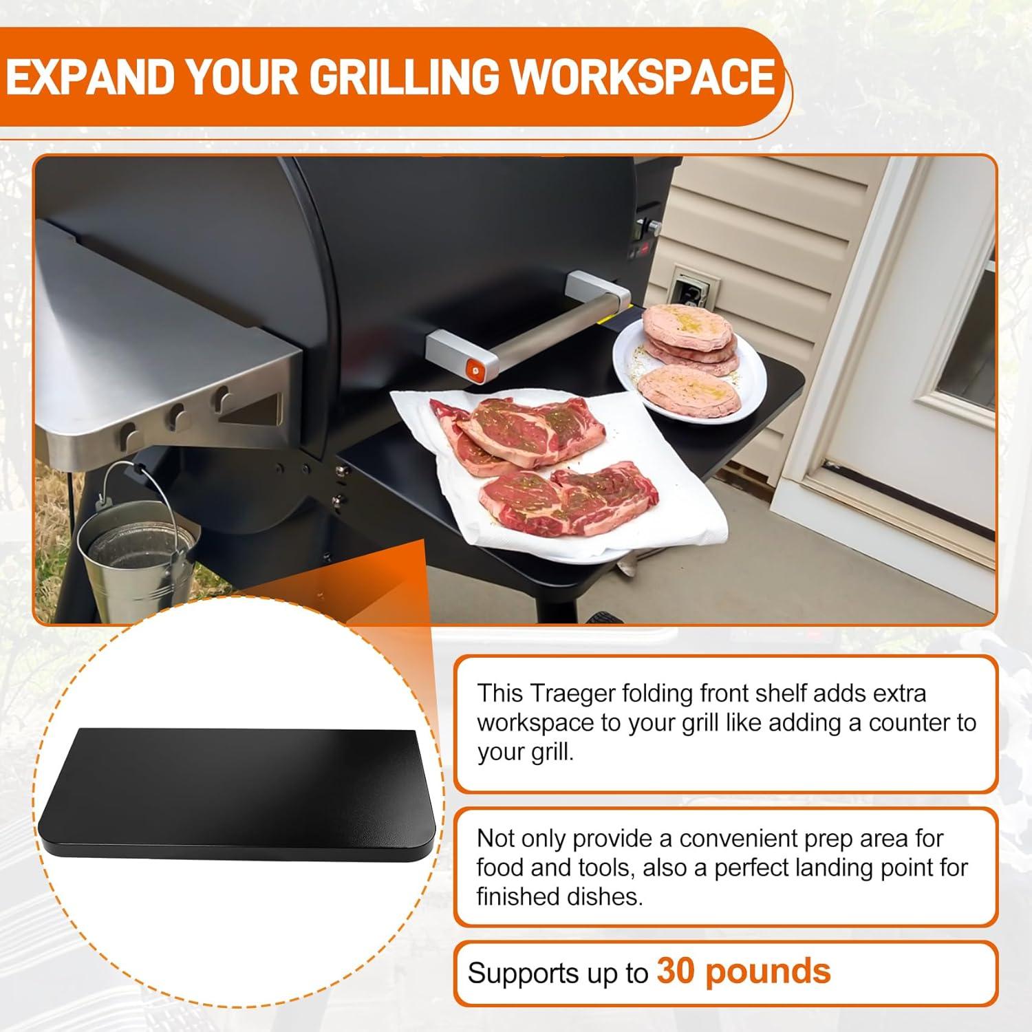 Estante Frontal Plegable Traeger BAC362 63.5x30.5cm Accesorio Parrilla