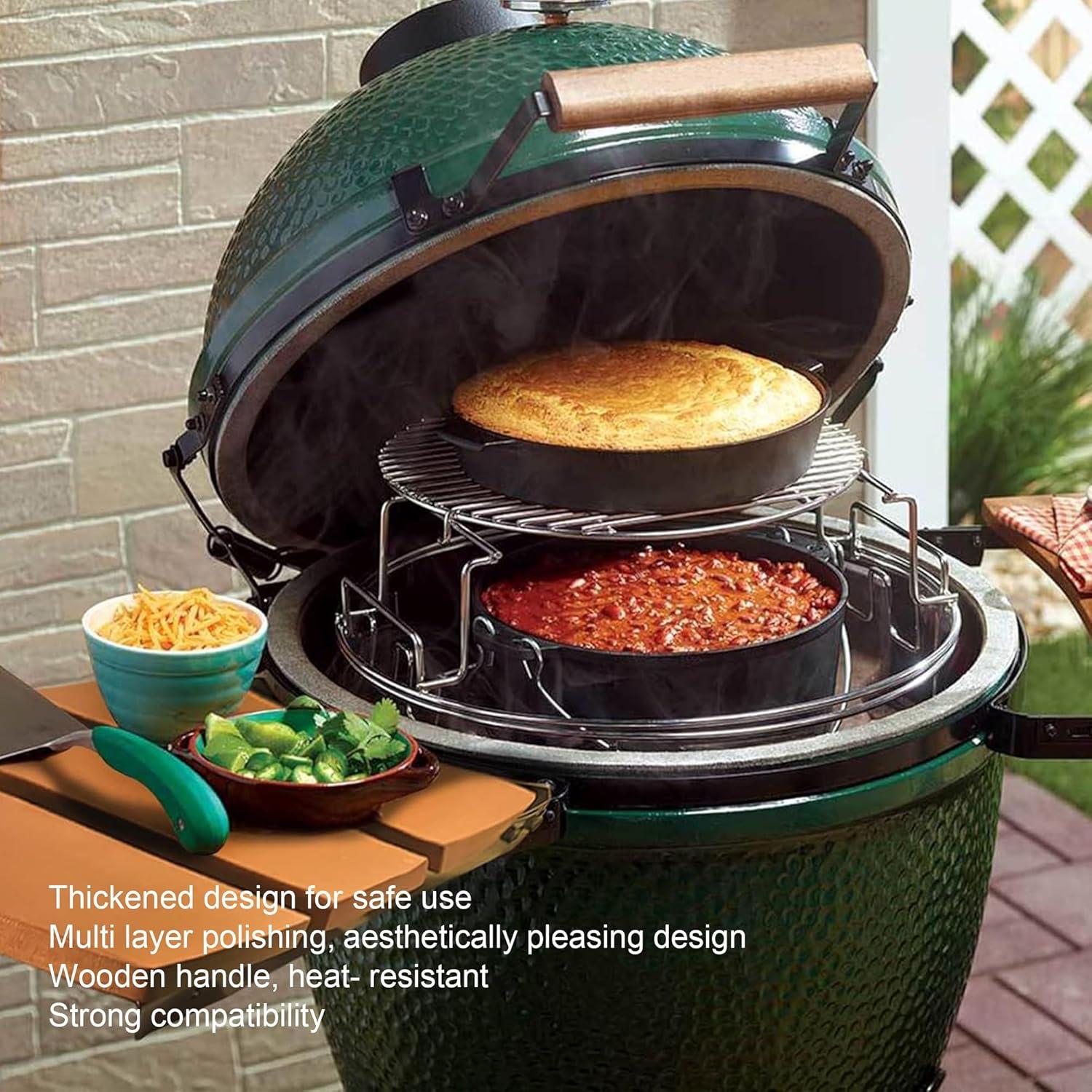 Mango de Reemplazo para Pequeño Big Green Egg BBQ - Acero y Madera