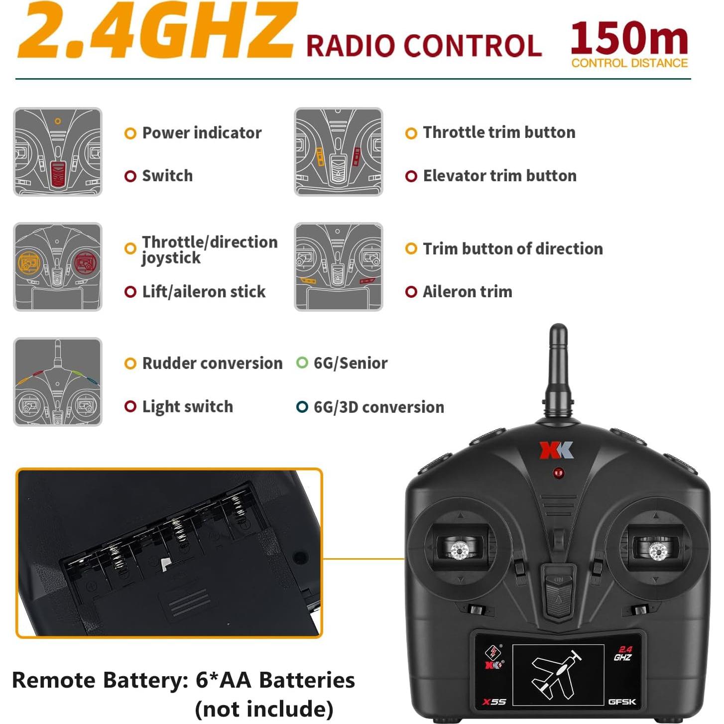 Avión RC WLtoys A280 P51 Mustang 4 Canales con Luces