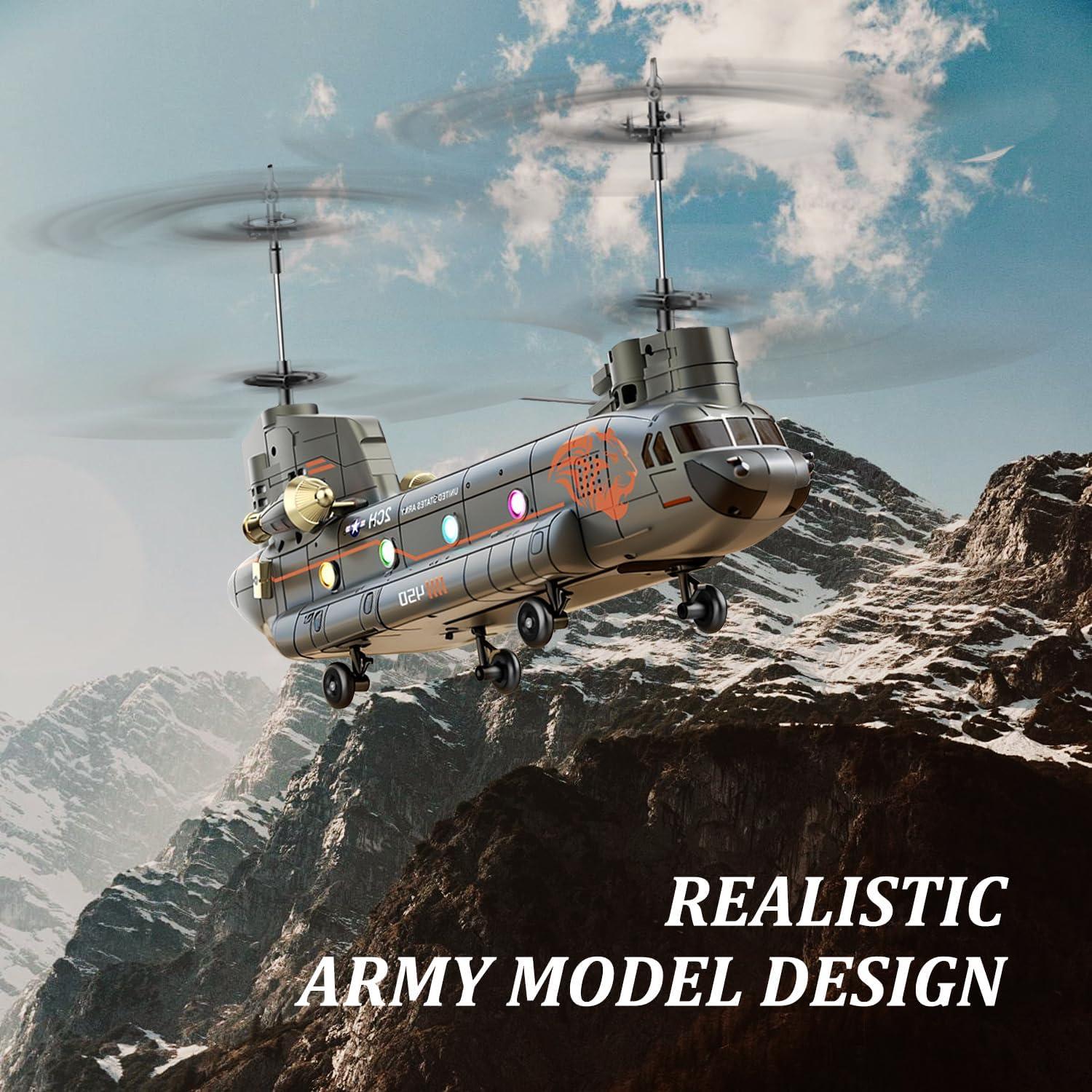 Helicóptero RC Militar SREJNGL 41.4 cm con Luz LED