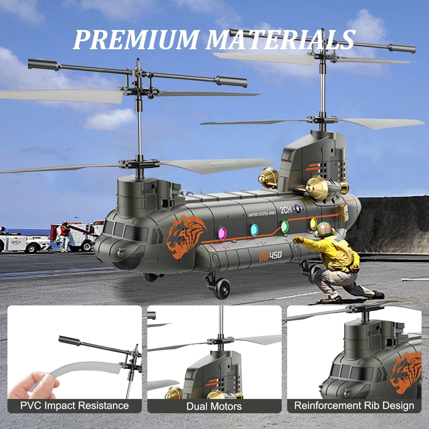 Helicóptero RC Militar SREJNGL 41.4 cm con Luz LED