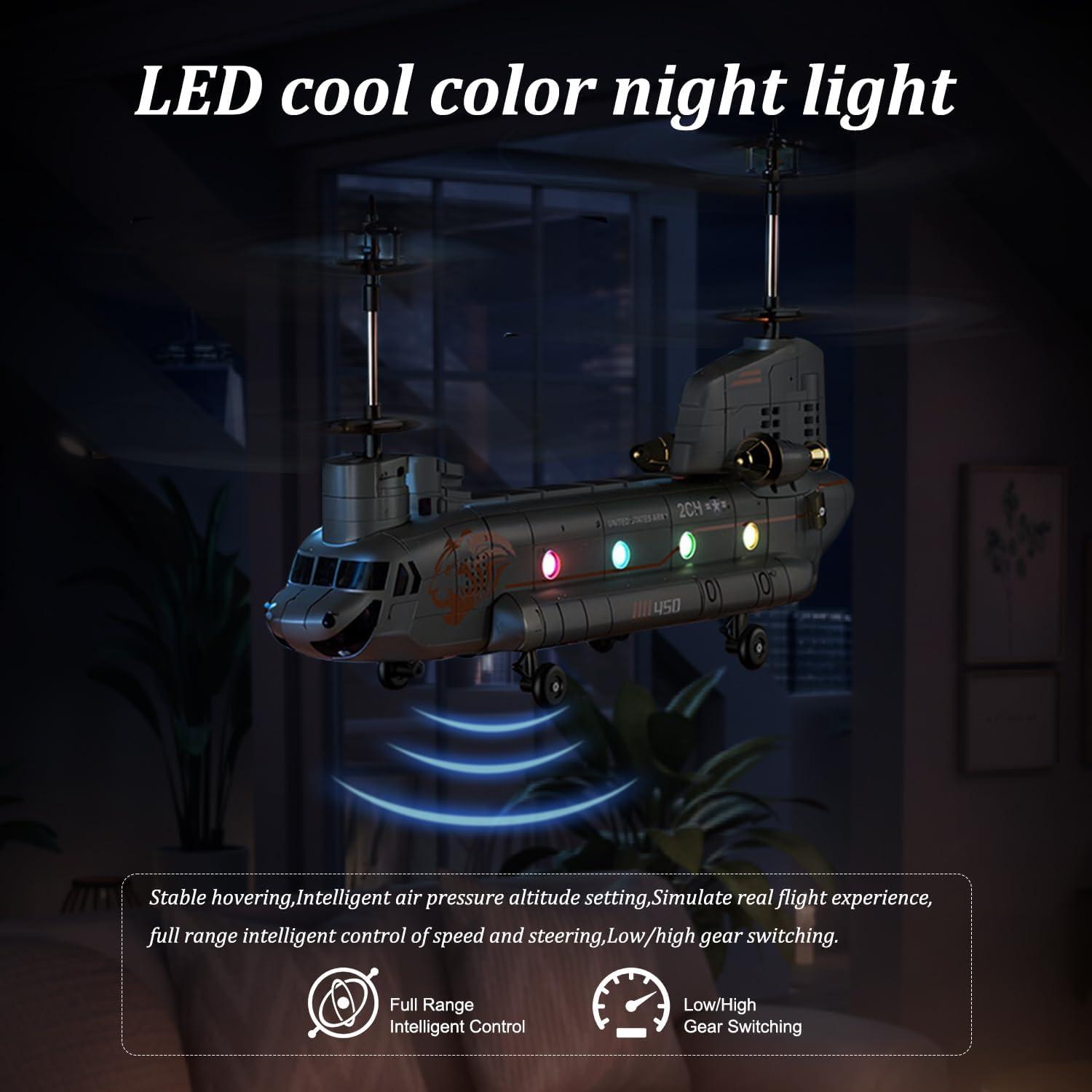 Helicóptero RC Militar SREJNGL 41.4 cm con Luz LED