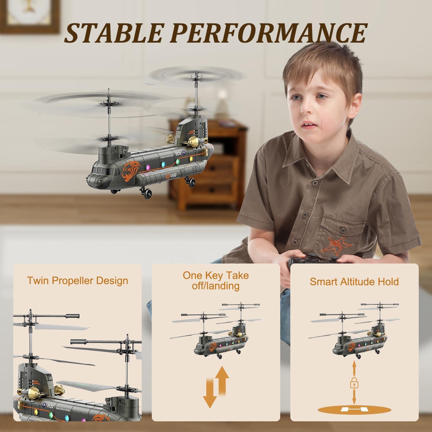 Helicóptero RC Militar SREJNGL 41.4 cm con Luz LED