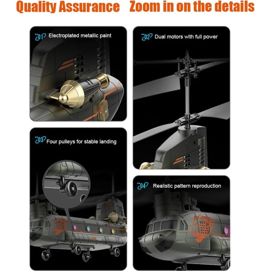 Helicóptero RC Militar SREJNGL 41.4 cm con Luz LED