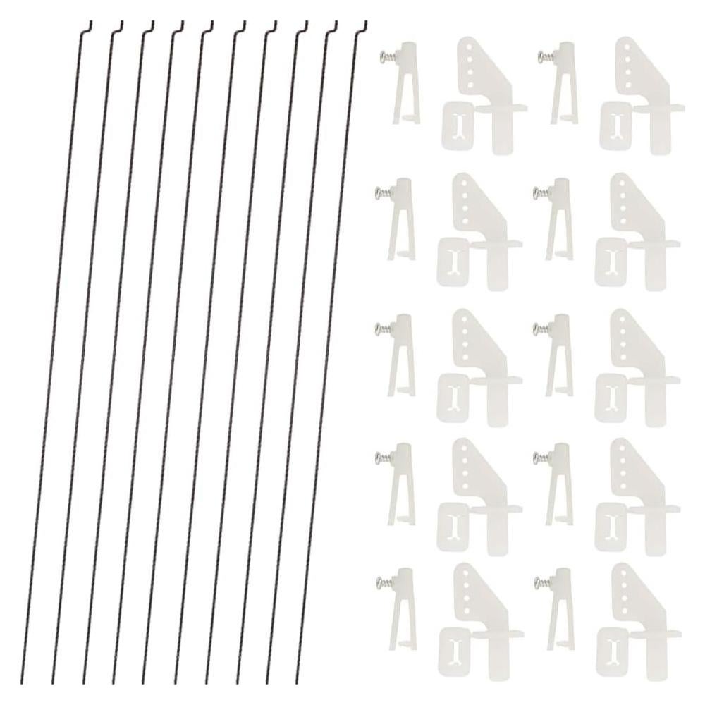 10 Varillas de Empuje Acero 0.12x26 cm y 10 Cuernos Nylon 2.01x1.19 cm RC