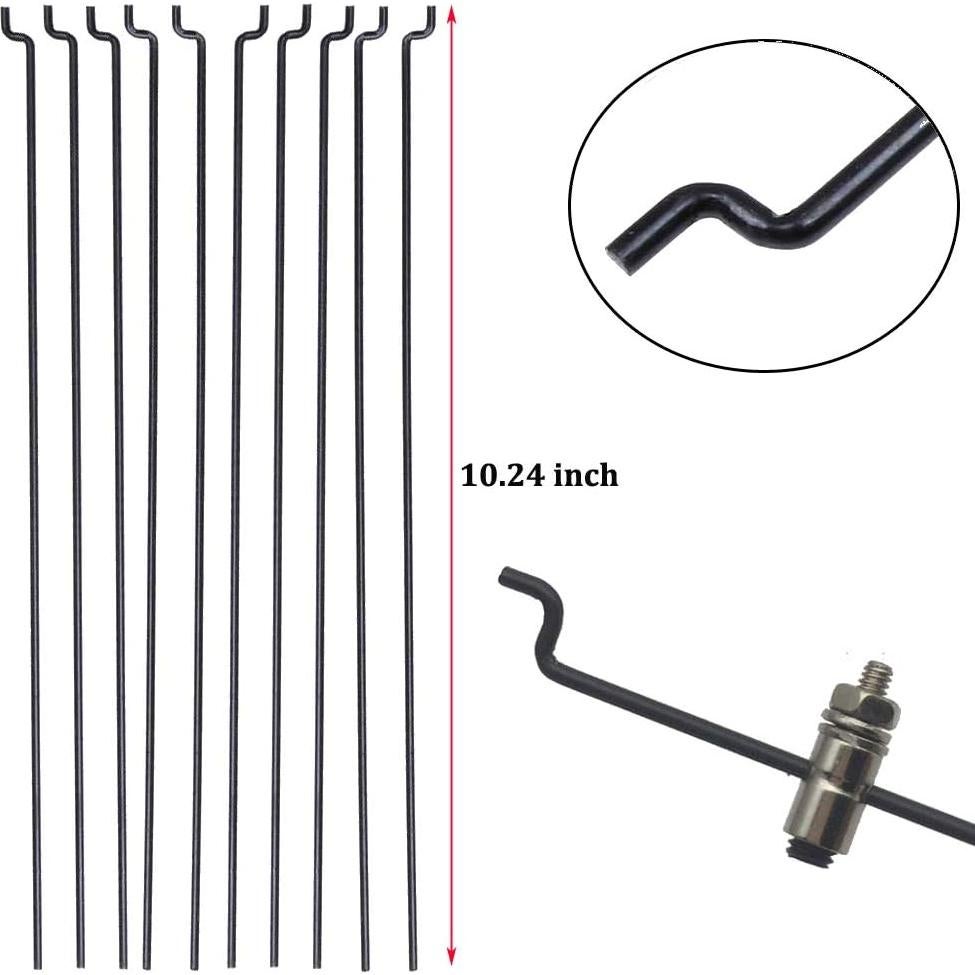 10 Varillas de Empuje Acero 0.12x26 cm y 10 Cuernos Nylon 2.01x1.19 cm RC