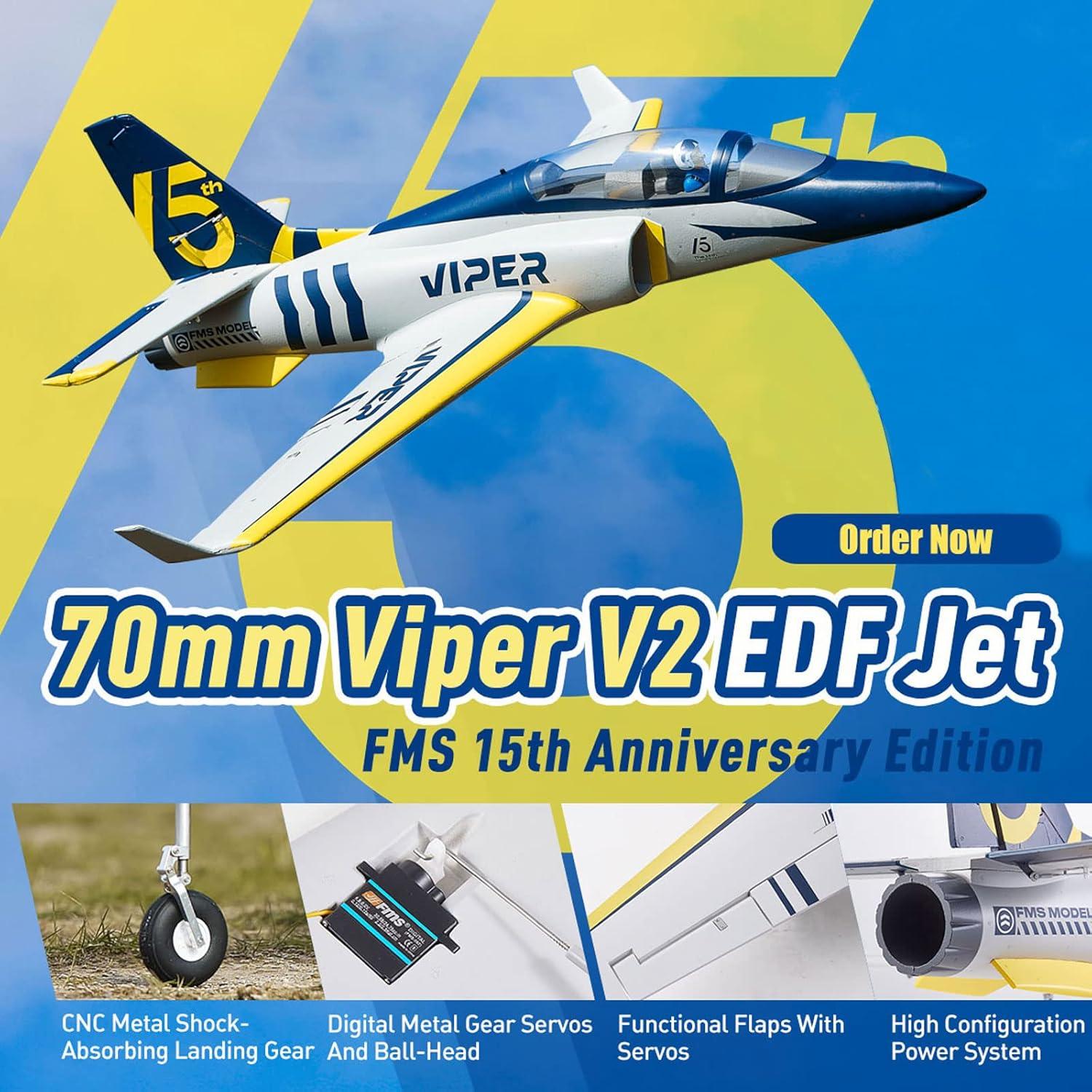 Avión RC FMS Viper V2 70mm EDF Azul Marino PNP 3.46kg