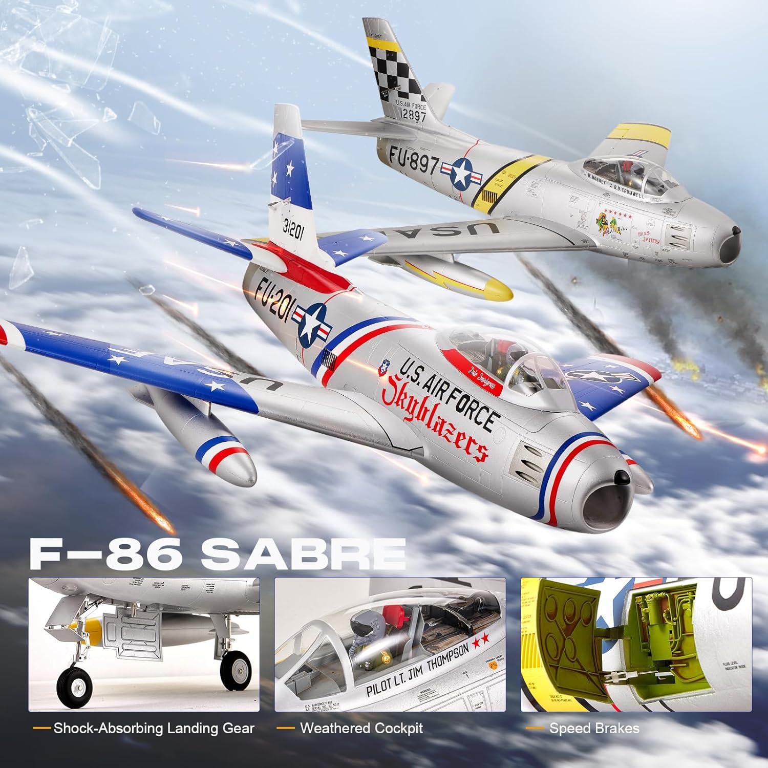 Avión RC FMS F-86 Skyblazer 80mm Azul PNP para Adultos