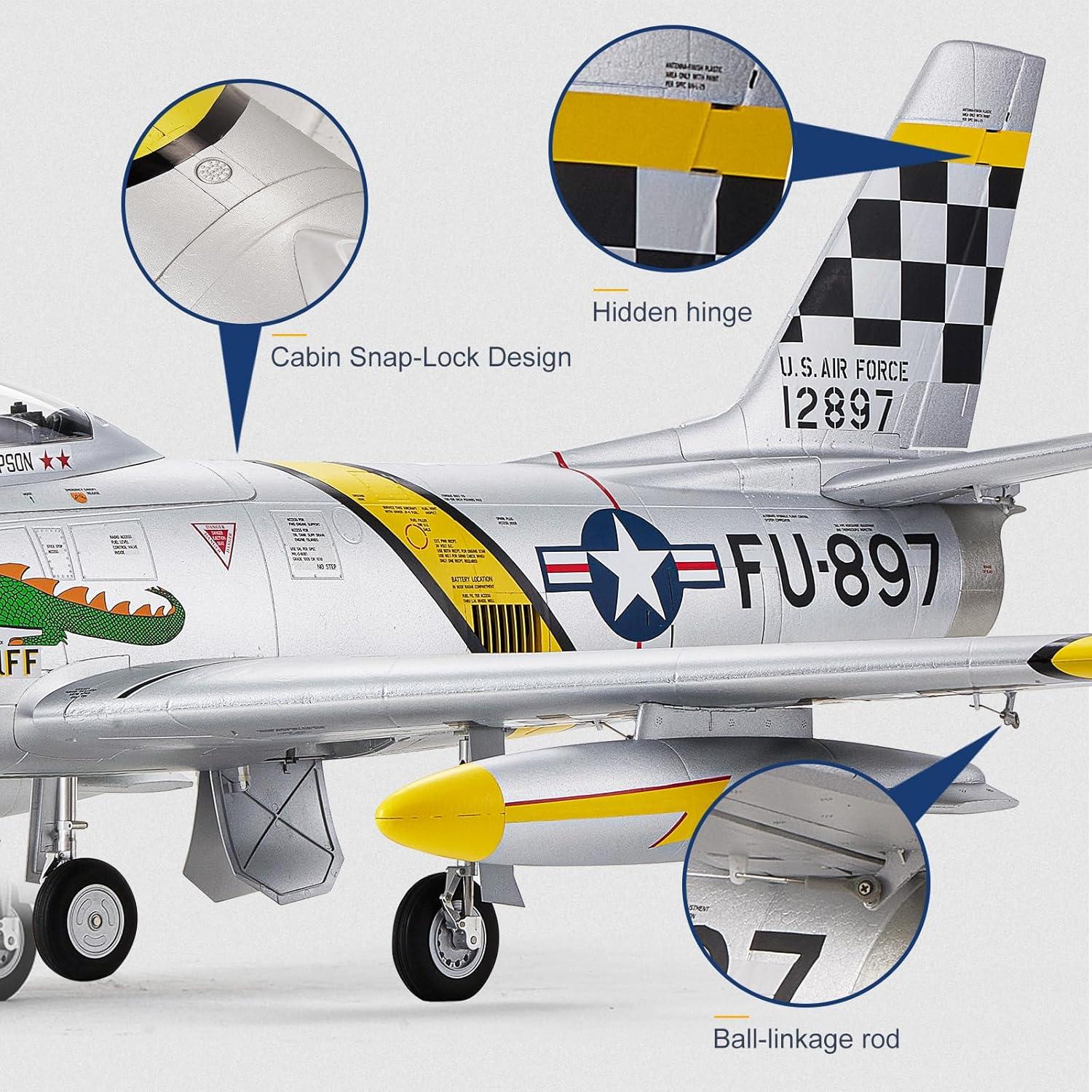 Avión RC FMS F-86 Skyblazer 80mm Azul PNP para Adultos