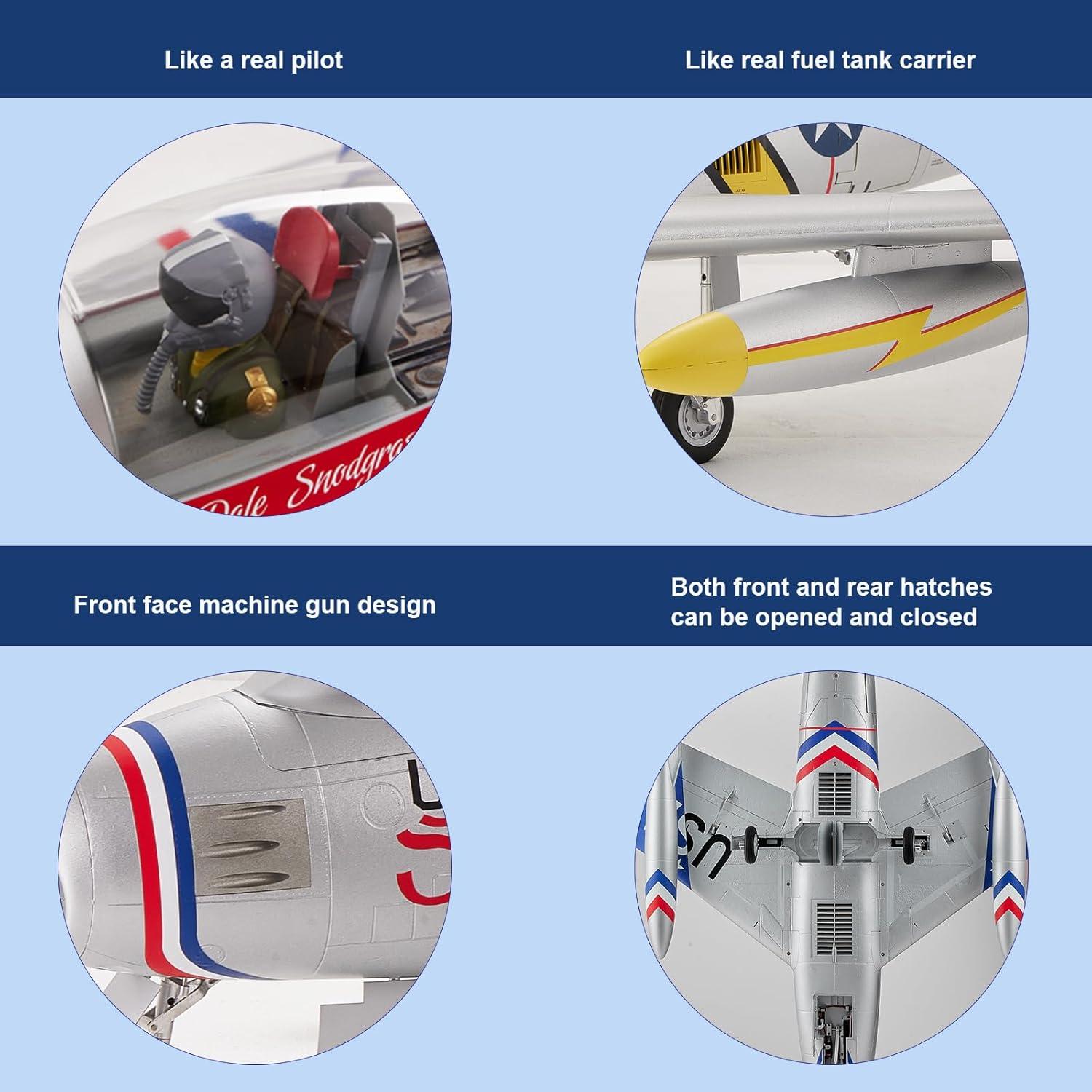 Avión RC FMS F-86 Skyblazer 80mm Azul PNP para Adultos