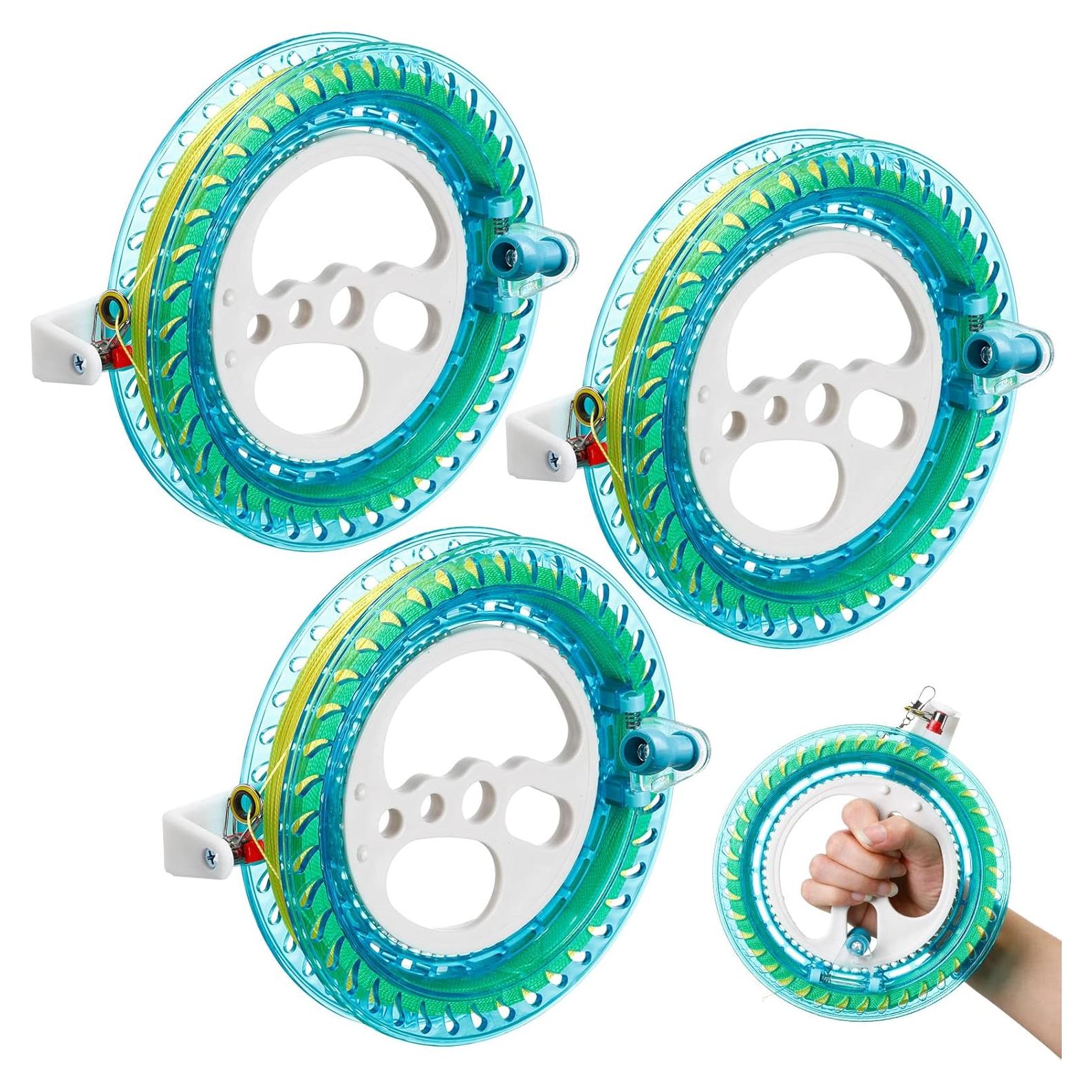 Juego de Carrete de Cometa Aoriher 3 Pcs 18 cm con Hilo 200 m