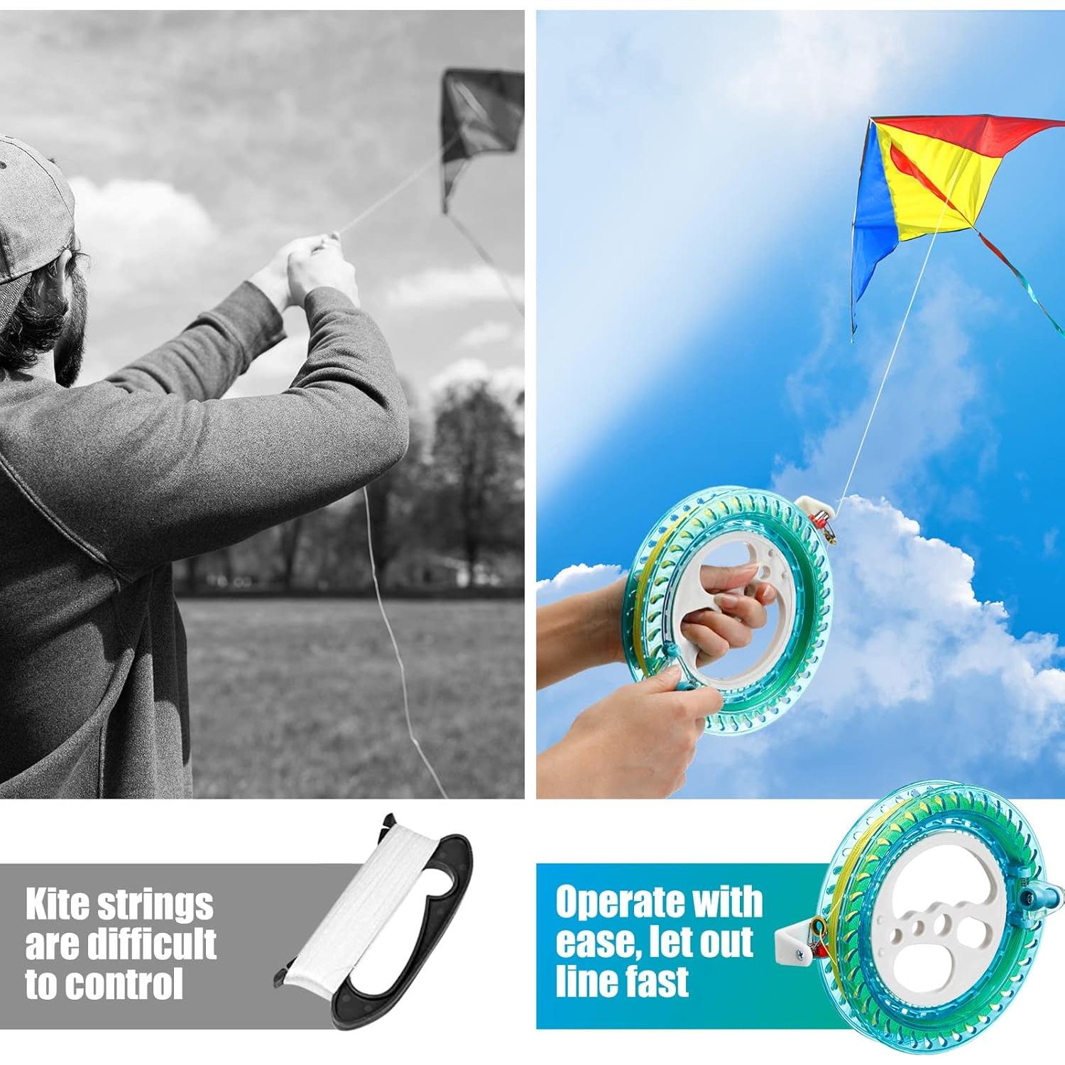 Juego de Carrete de Cometa Aoriher 3 Pcs 18 cm con Hilo 200 m