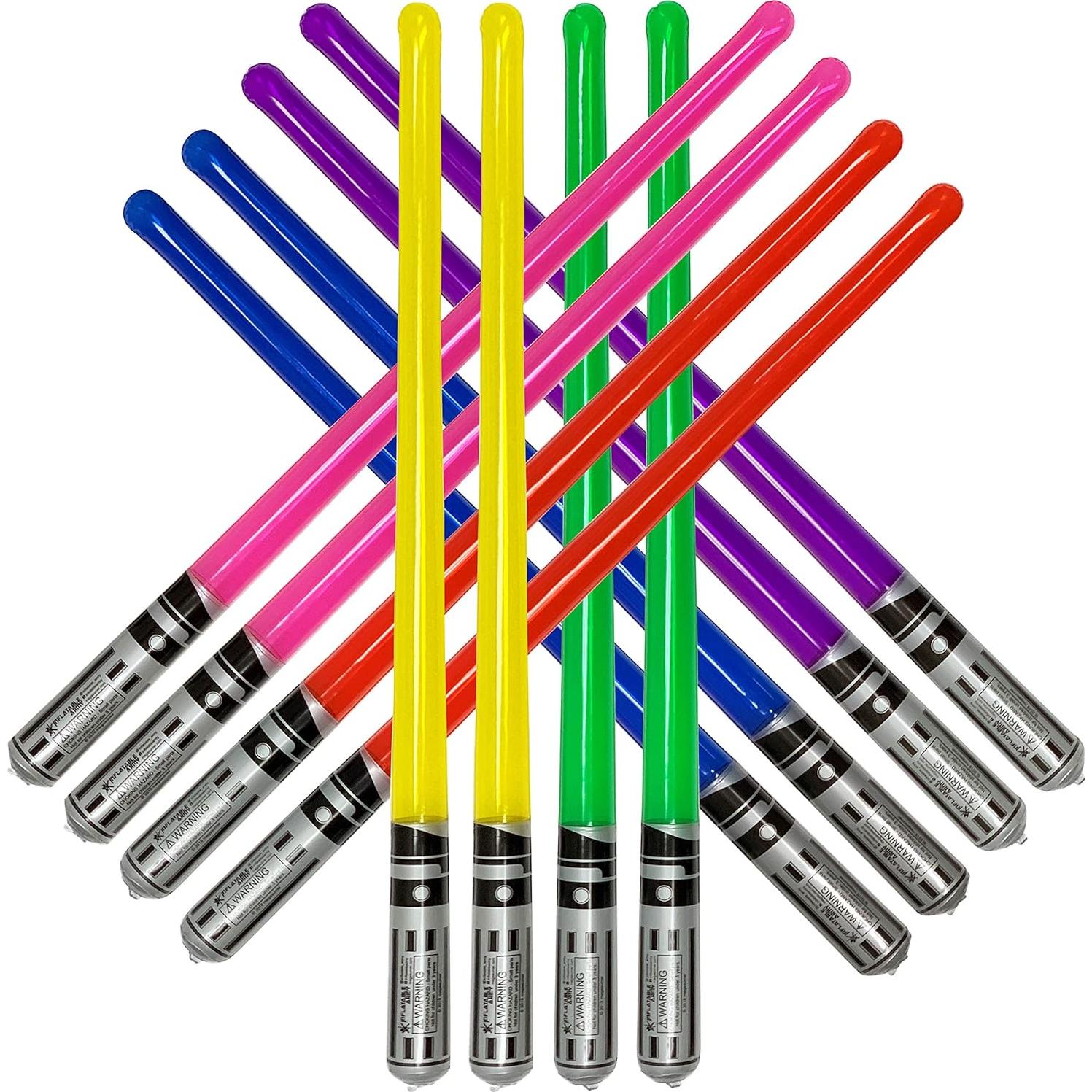 Paquete de 12 Sables de Luz Inflables Peso de Fiesta - Arcoíris