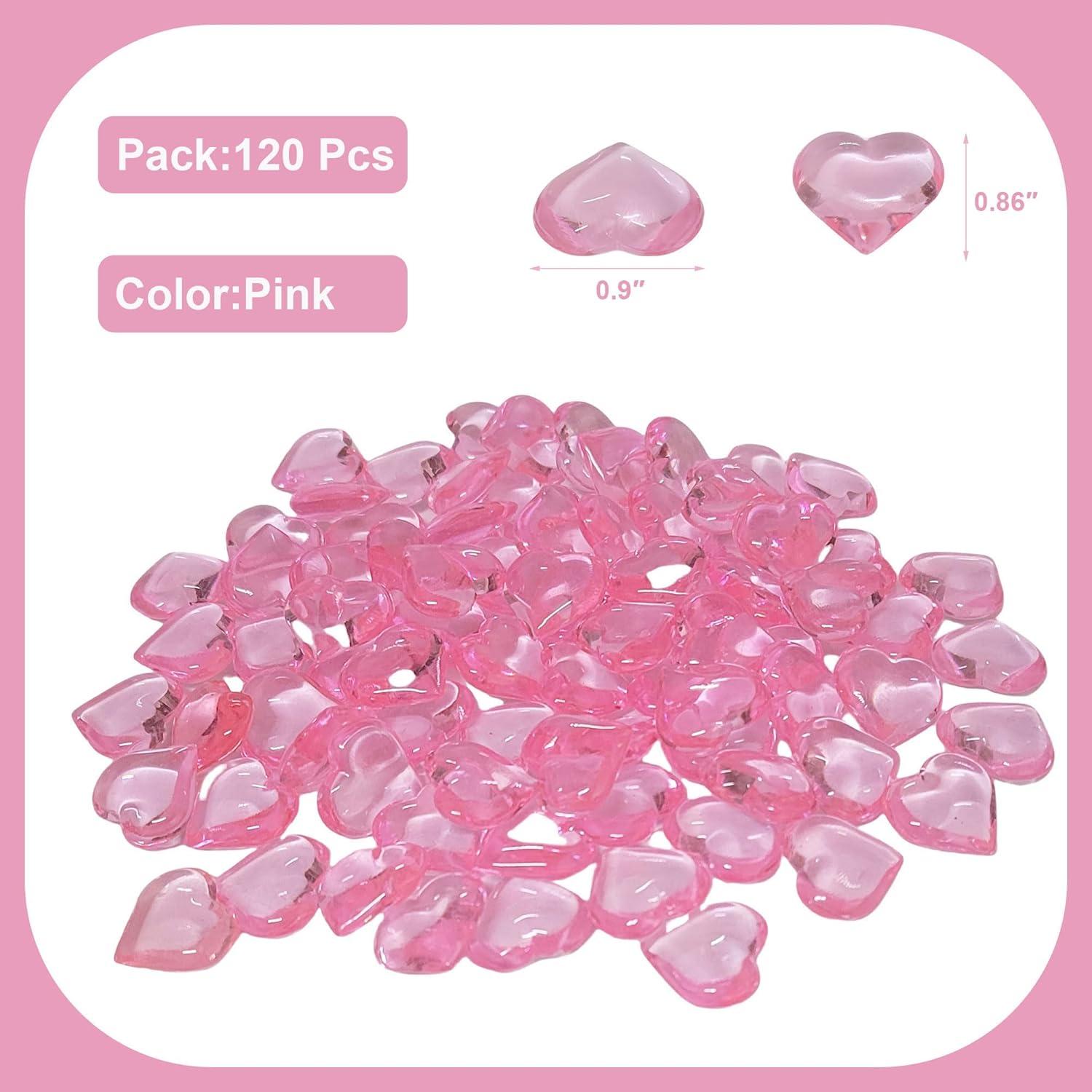 120 Canicas Corazón Rosa AiFanS - Gemas Acrílicas Decorativas