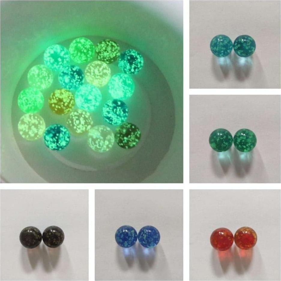 10 Canicas de Vidrio Doradas Brillantes en la Oscuridad 12mm