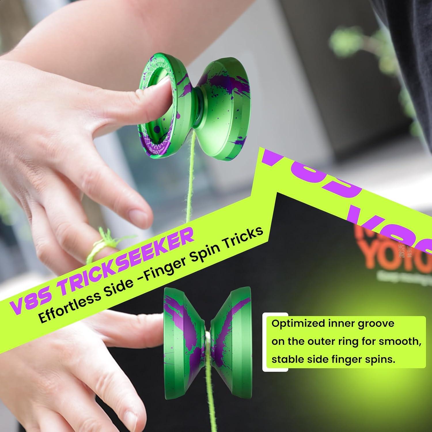 Yoyo V8s Profesional Shungru Verde Púrpura para Niños y Adultos