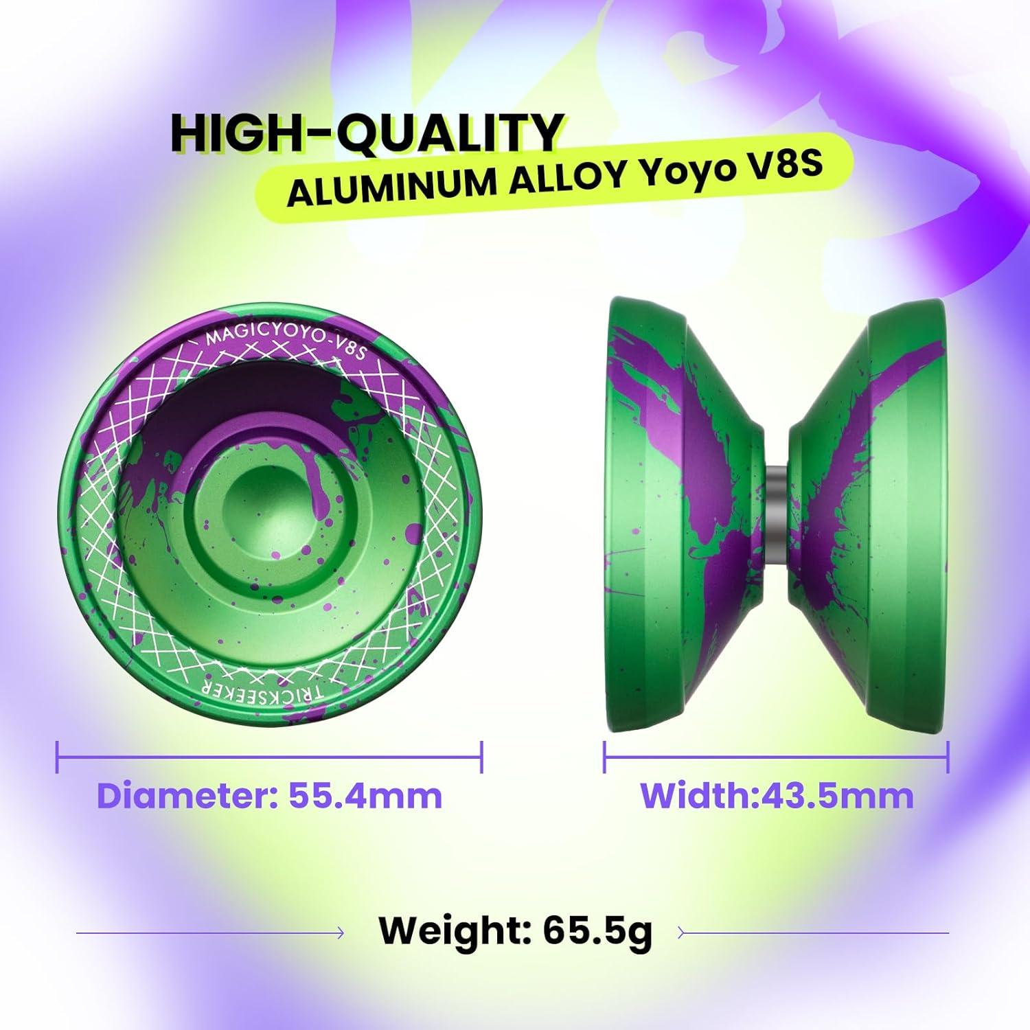 Yoyo V8s Profesional Shungru Verde Púrpura para Niños y Adultos