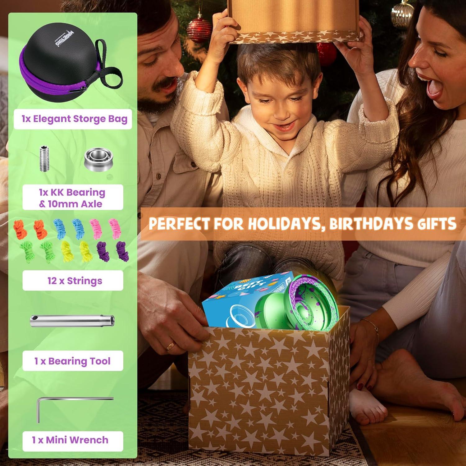 Yoyo V8s Profesional Shungru Verde Púrpura para Niños y Adultos