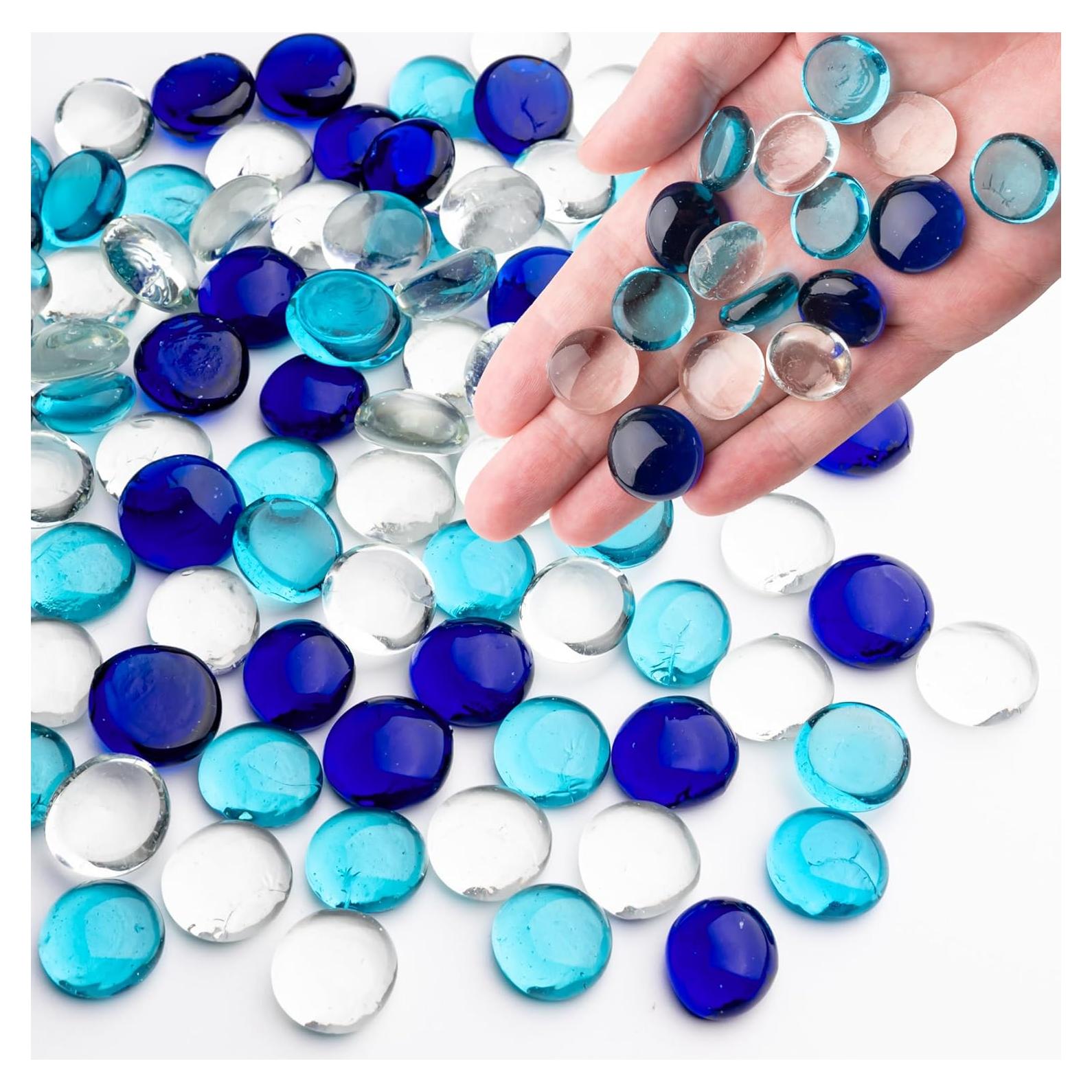 Canicas de Vidrio Azul Mezcladas 1 LB Meschett para Decoración