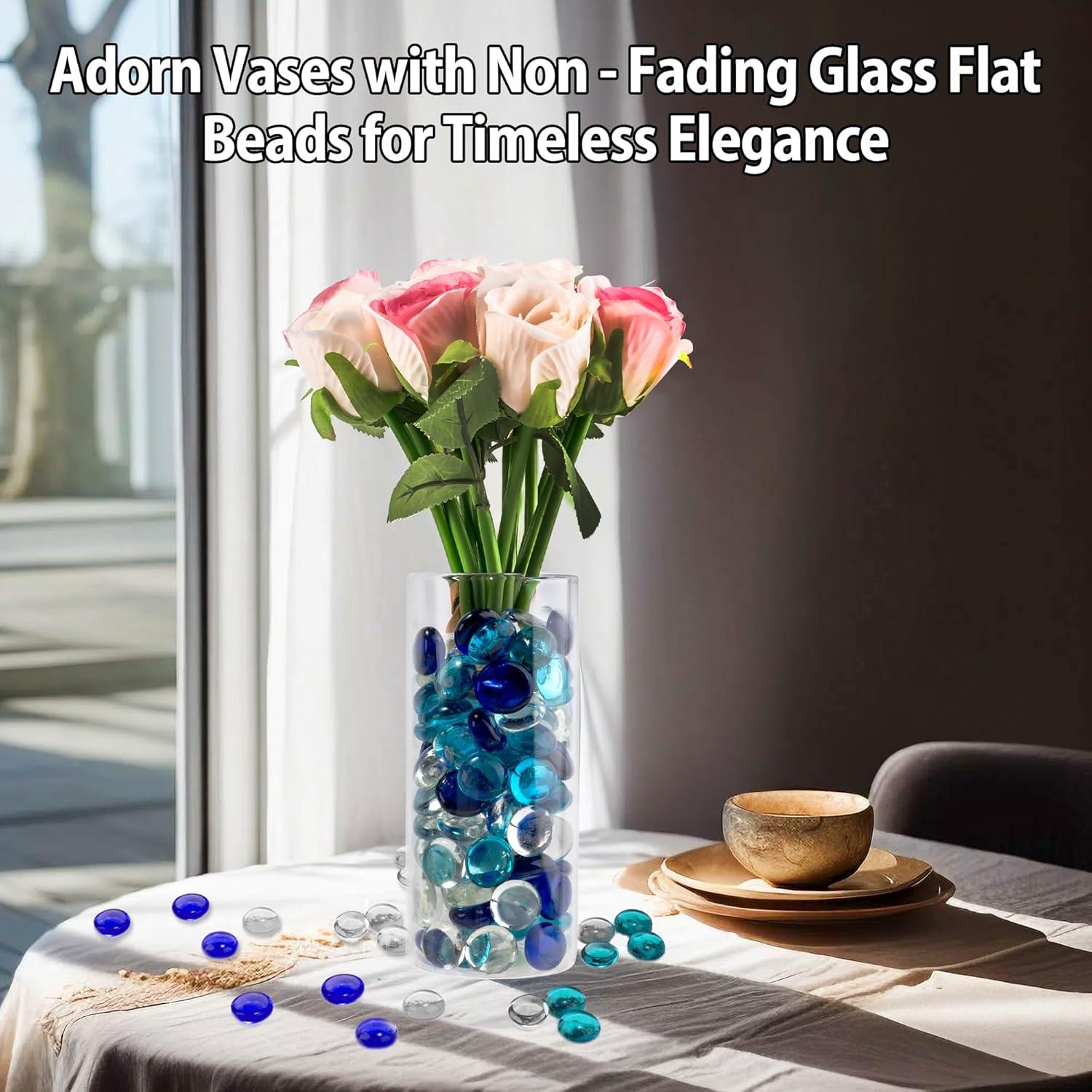 Canicas de Vidrio Azul Mezcladas 1 LB Meschett para Decoración