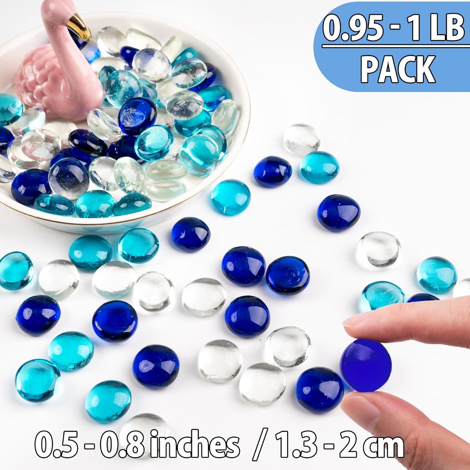 Canicas de Vidrio Azul Mezcladas 1 LB Meschett para Decoración