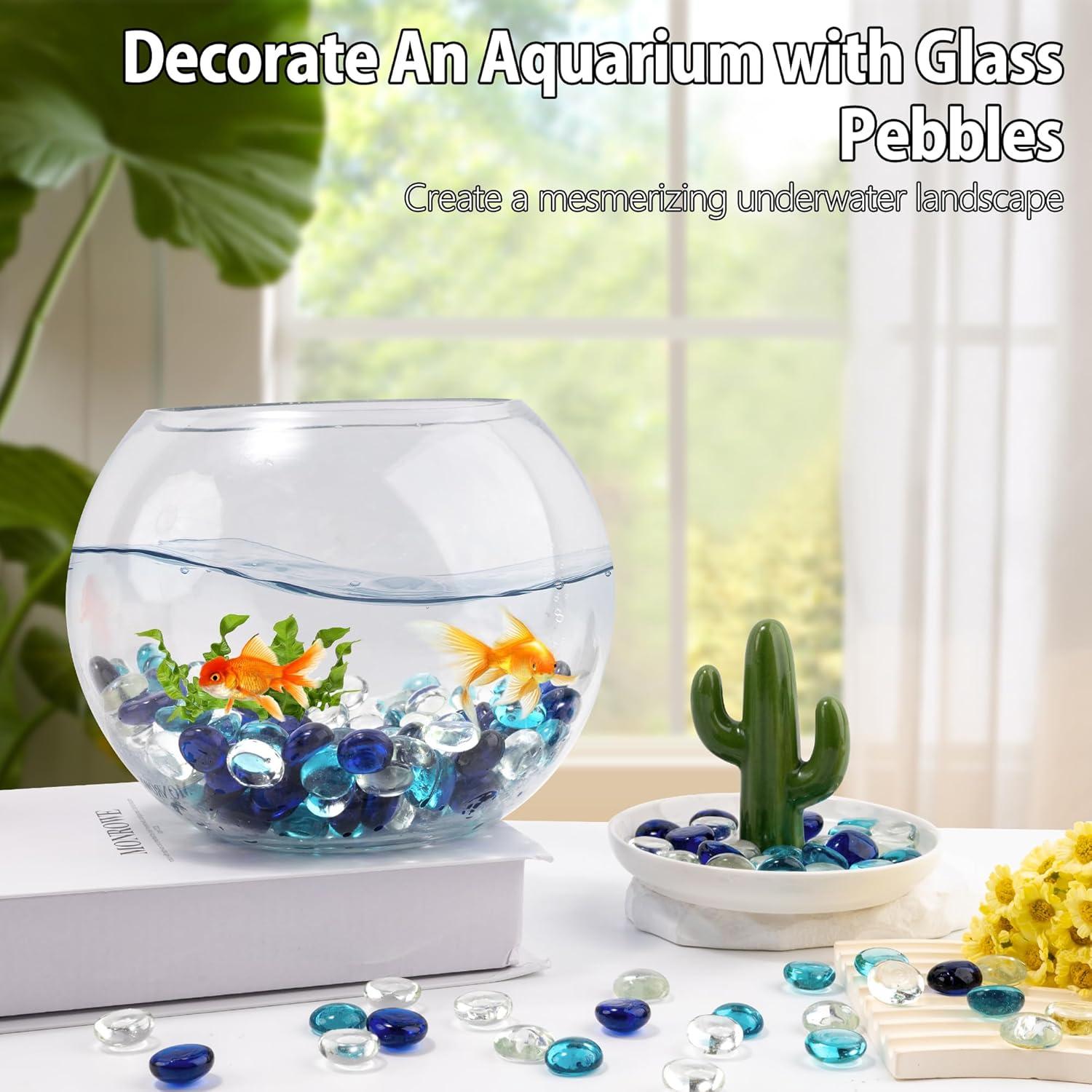 Canicas de Vidrio Azul Mezcladas 1 LB Meschett para Decoración