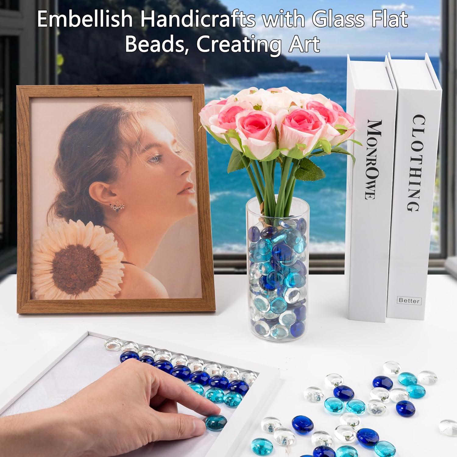 Canicas de Vidrio Azul Mezcladas 1 LB Meschett para Decoración