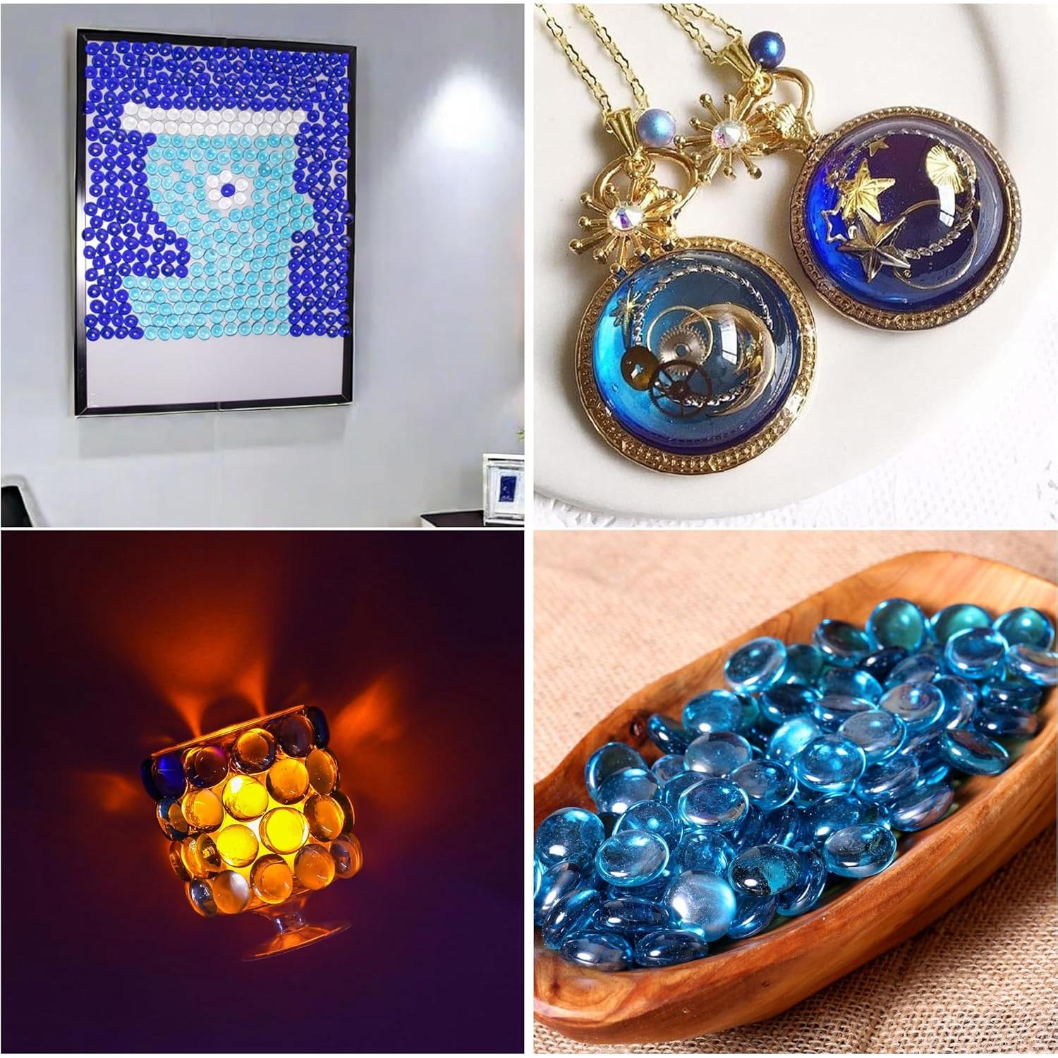 Canicas de Vidrio Azul Mezcladas 1 LB Meschett para Decoración