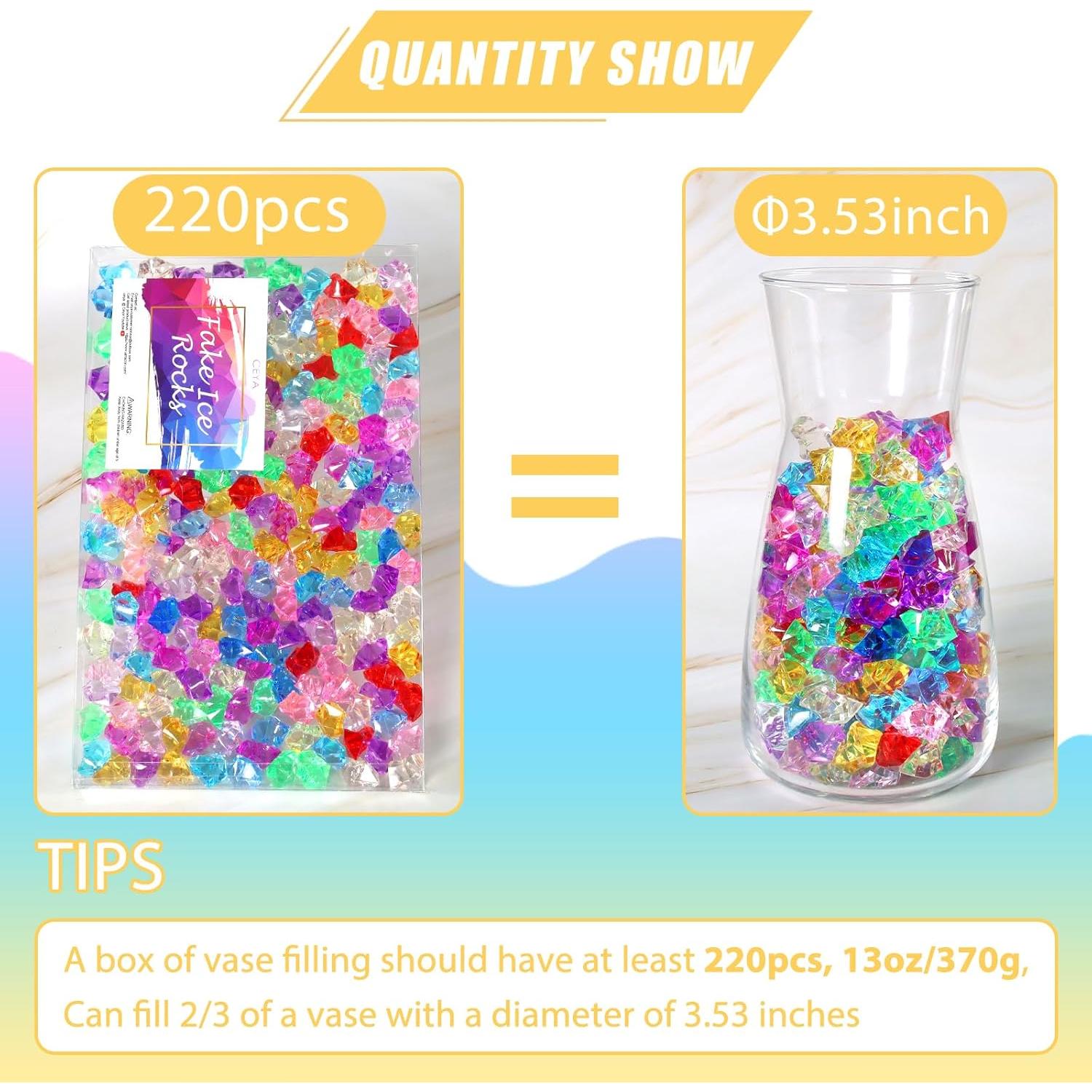 Rocas de Hielo Falsas Ceya 220PCS Acrílicas Coloridas 428g