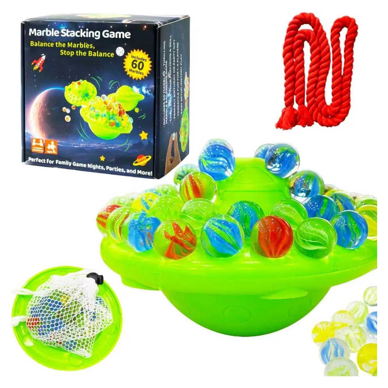 Juego de Tablero de Equilibrio A V con 60 Canicas de Vidrio