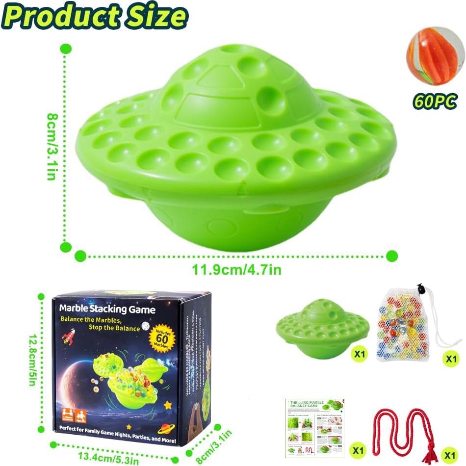 Juego de Tablero de Equilibrio A V con 60 Canicas de Vidrio