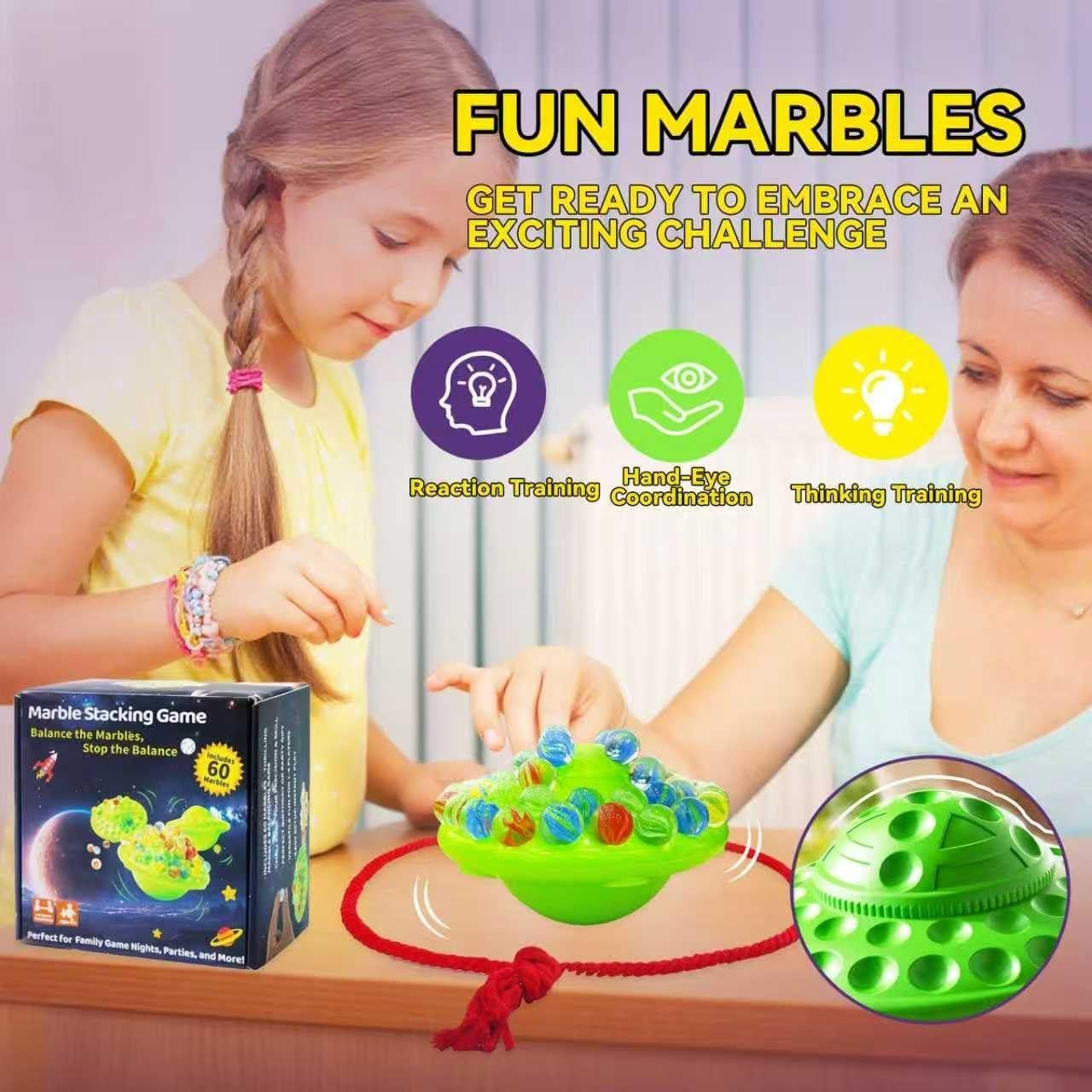 Juego de Tablero de Equilibrio A V con 60 Canicas de Vidrio