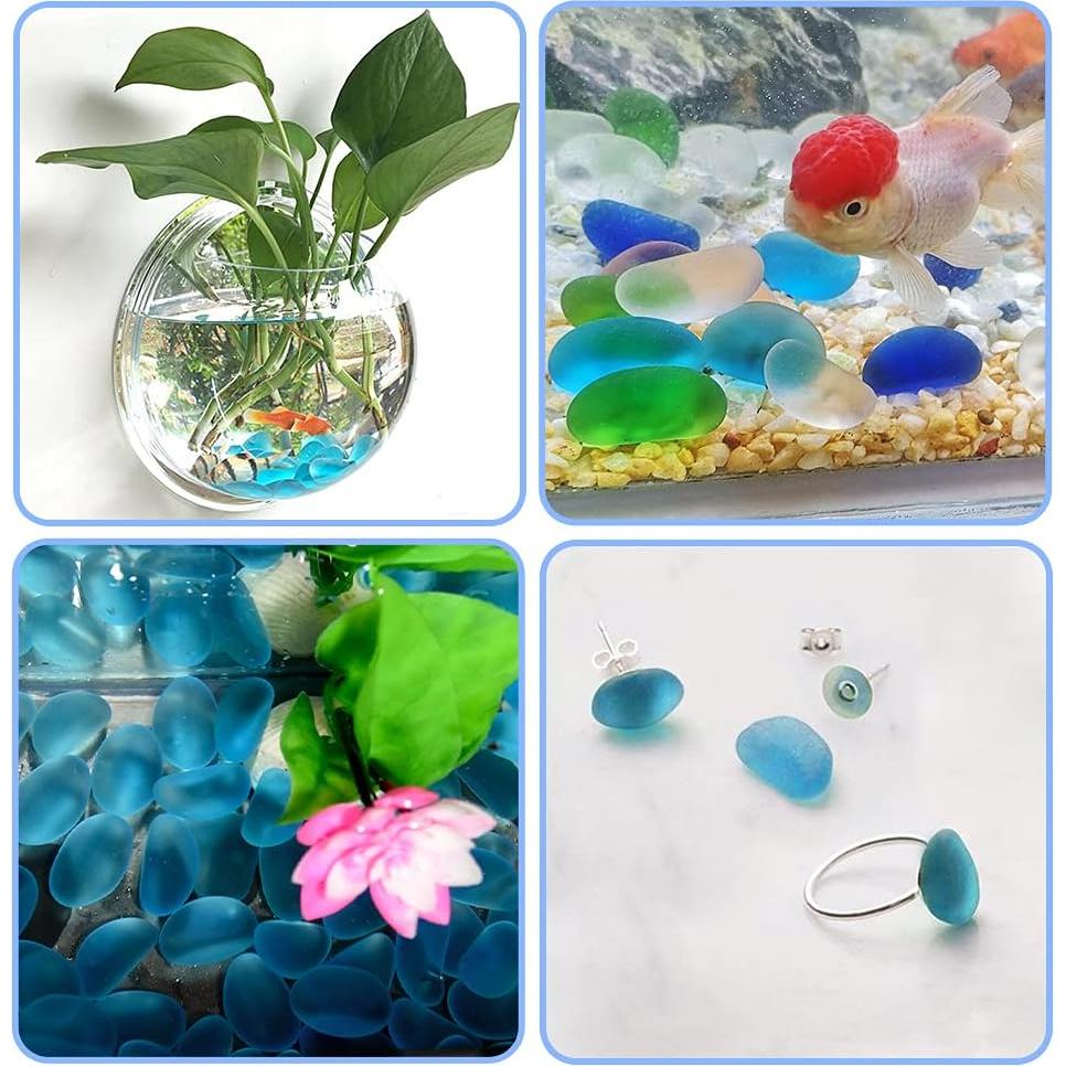 Canicas de Vidrio Esmerilado LUEYAO 60 Piezas Azul y Blanco